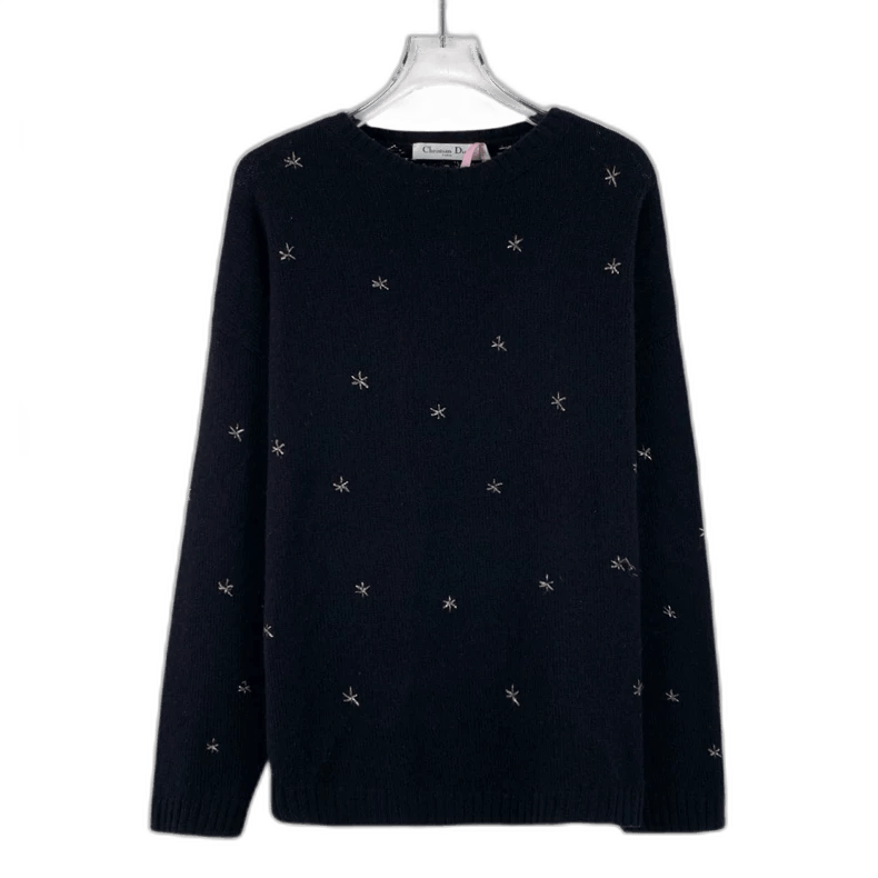 Dior Christian Dior Navy Starry Knit Sweater-2506 Size L / US 10 / IT 46 - 1 Thumbnail