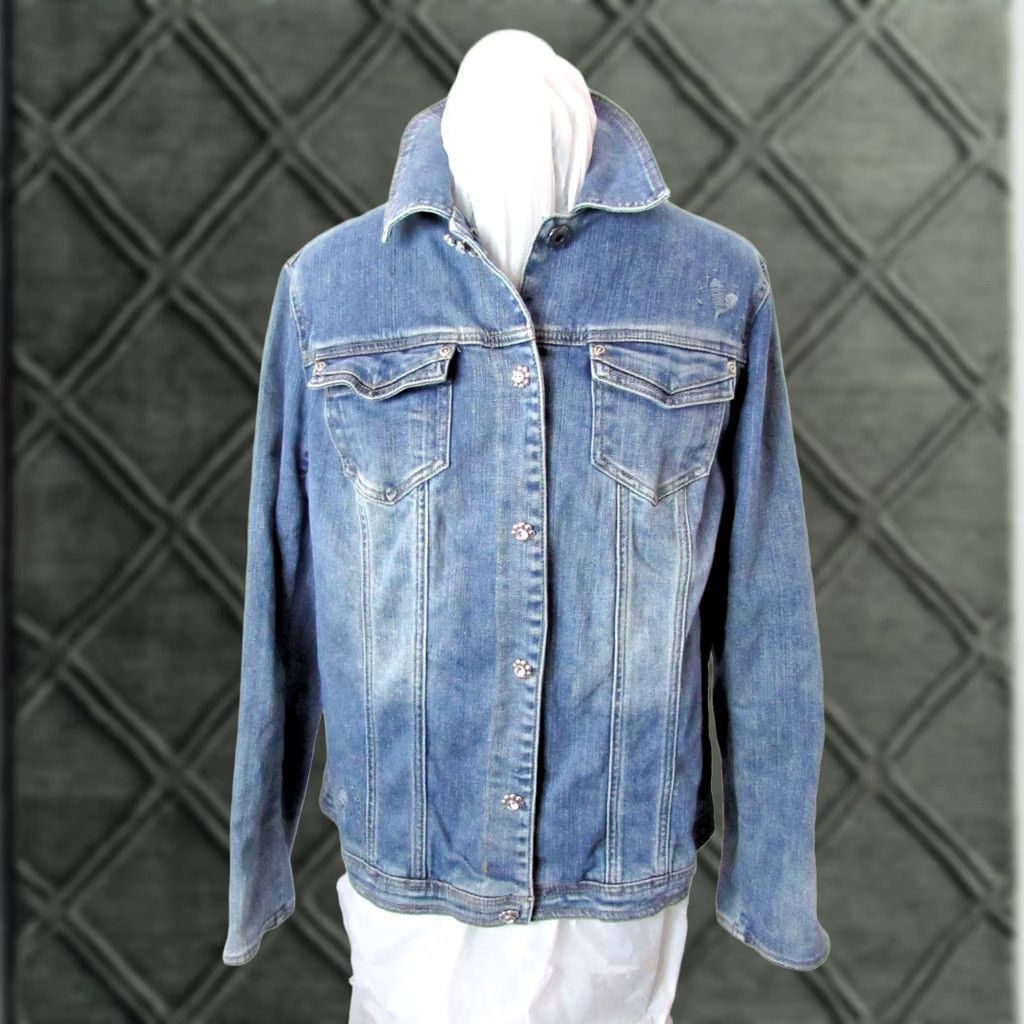 Brighton Brighton Denim Jacket Womens XL Rhinestone Button Long Sleeve Collared Y2K Blue Jacket Size XL / US 12-14 / IT 48-50 - 1 Thumbnail