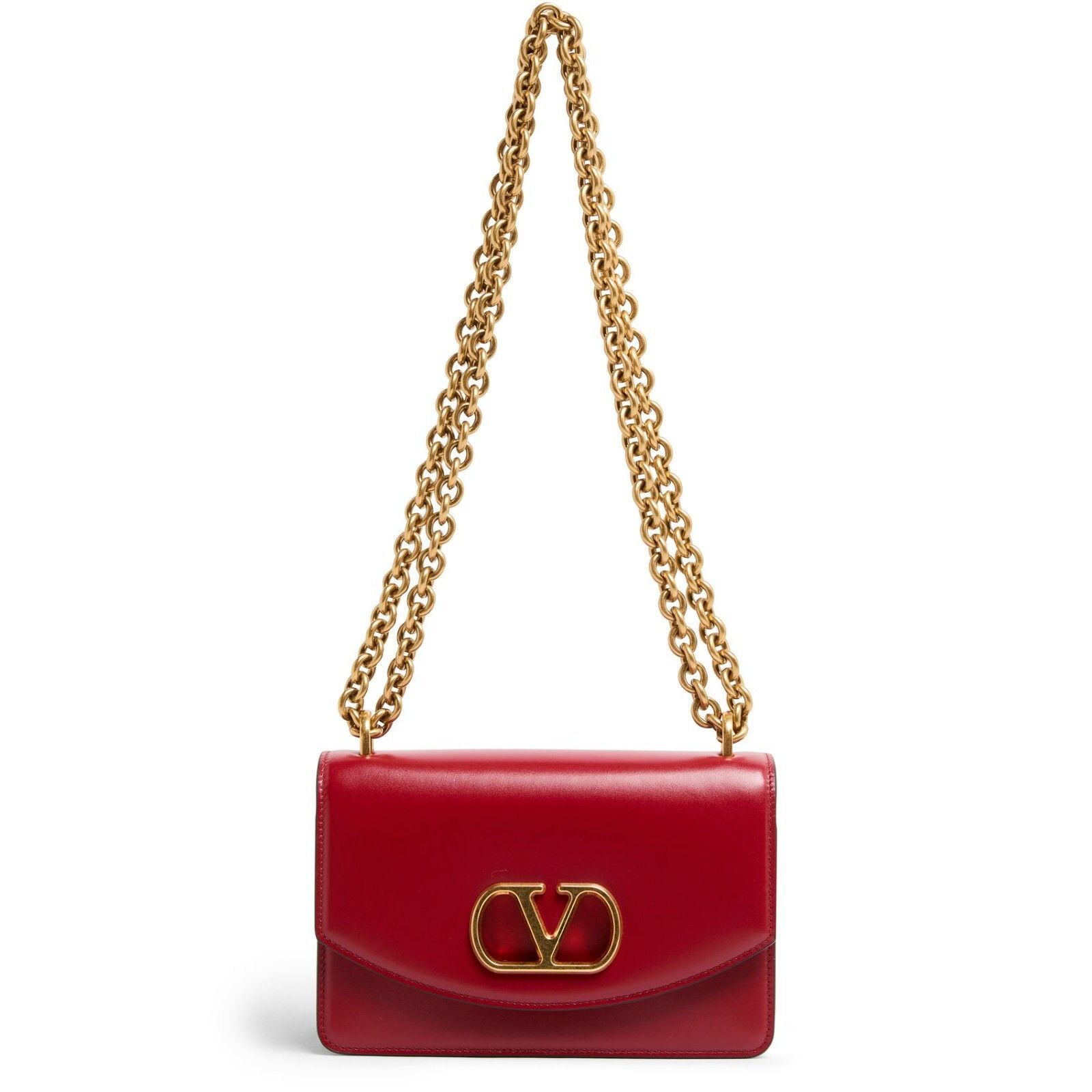 VALENTINO GARAVANI Vain Small $4100 Red Shiny Leather Should