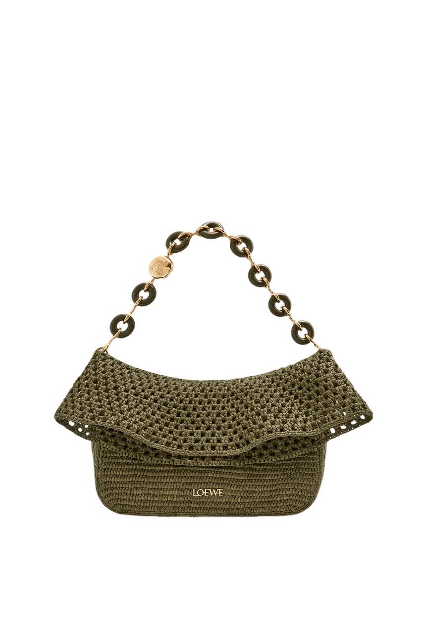 Loewe LOEWE Ola Medium Dark Khaki Raffia Shoulder Bag N&A Size ONE SIZE - 1 Thumbnail