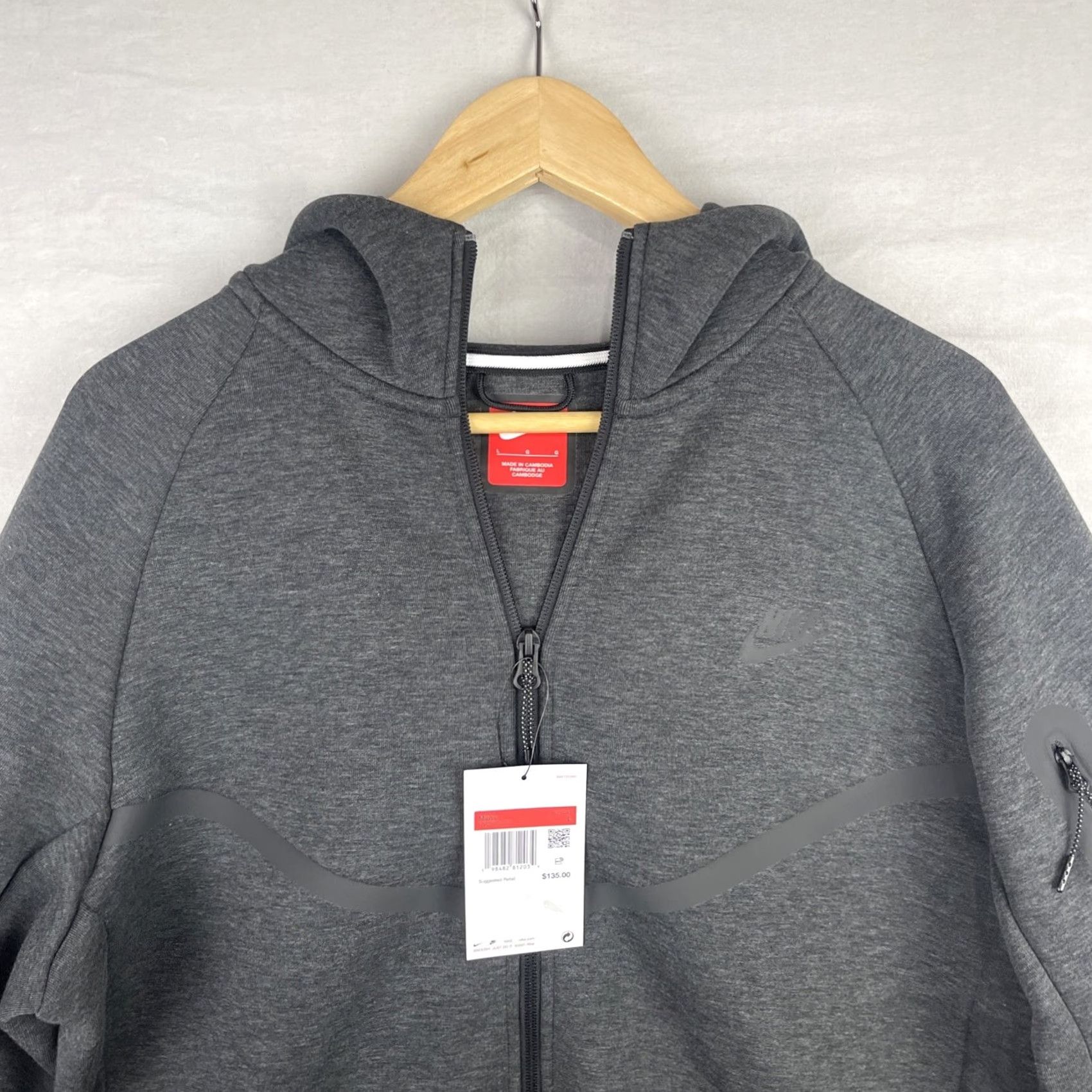 Nike Nike Tech Fleece Hoodie Mens Large Black Heather Full Zip Jacket HV0949-032 Size US L / EU 52-54 / 3 - 3 Thumbnail
