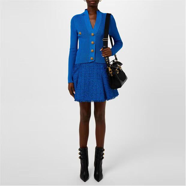 Balmain o1g2r1mq0924 Button Knit Cardigan in Blue Size L / US 10 / IT 46 - 6 Thumbnail
