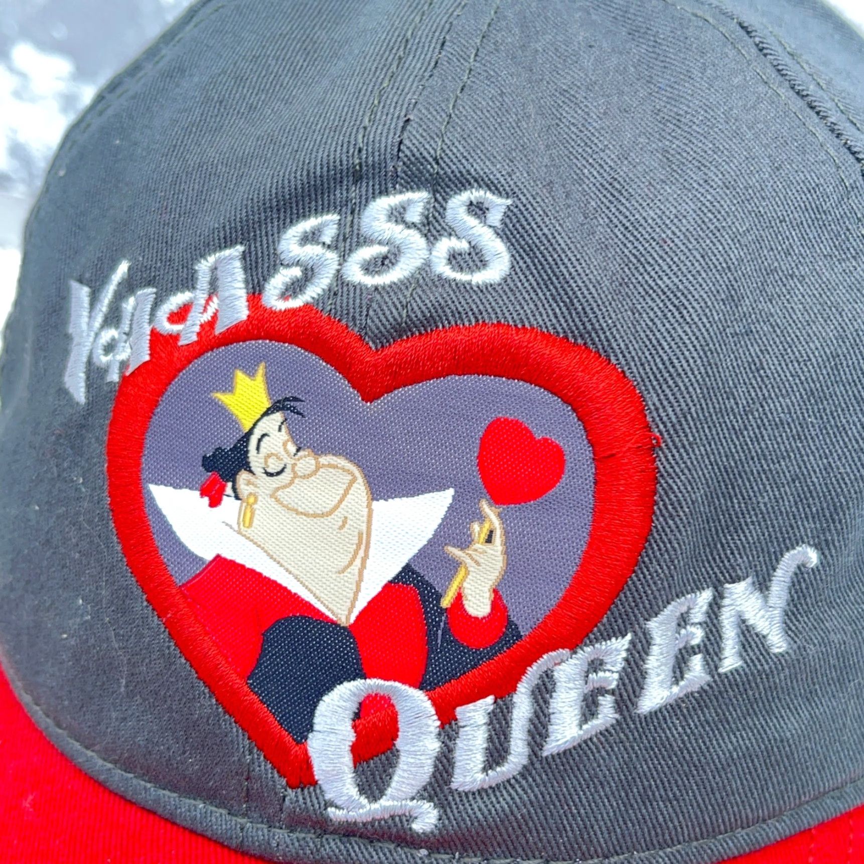 Disney Disney Hat Cap Strap Back Gray Red Alice In Wonderland Baseball Queen of Hearts Adult One Size Adjustable Men Men Green? Wait color gray. Size ONE SIZE - 5 Thumbnail