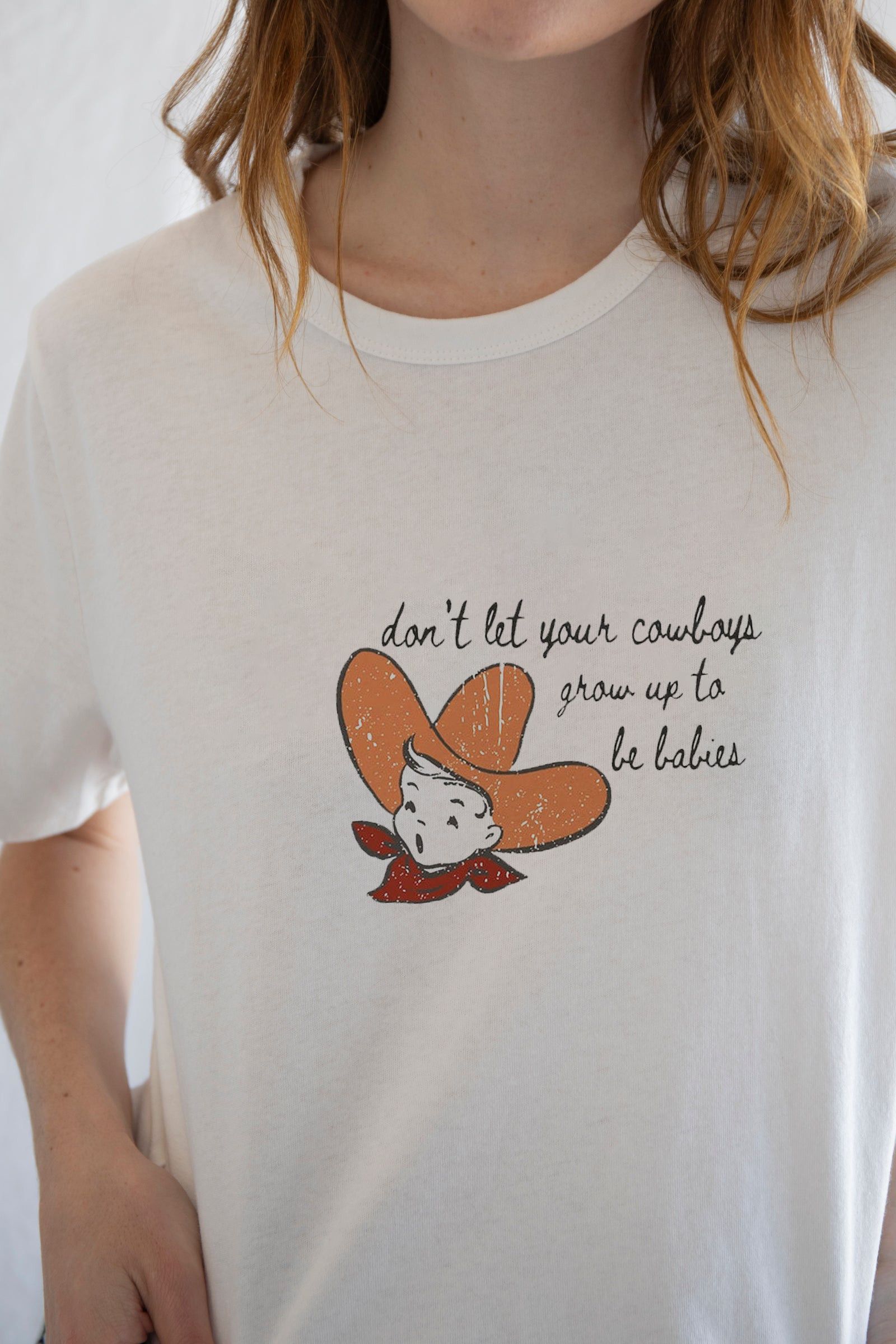 Vintage Cowboy Graphic Tee – Retro Western Charm Meets Feminine Grit Size S / US 4 / IT 40 - 3 Thumbnail