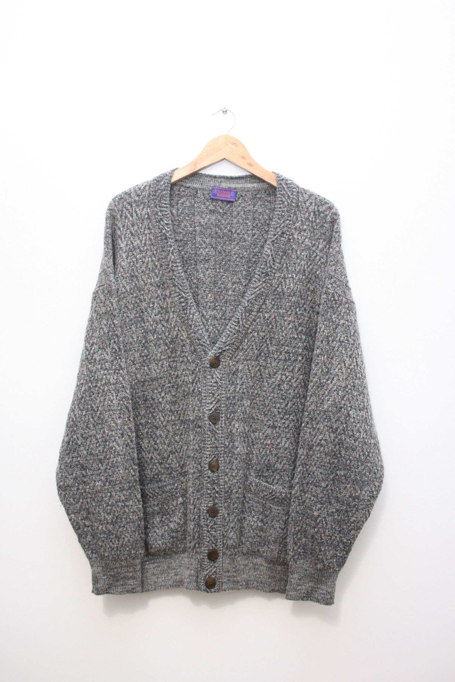 Missoni Example Gray Knitted Wool V-Neck Cardigan