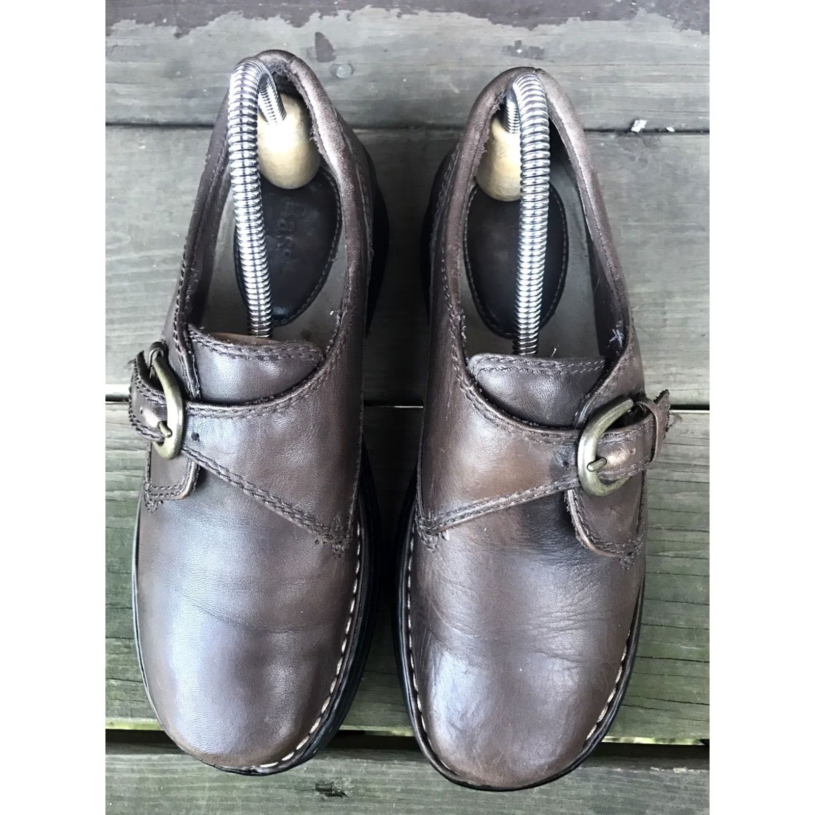 Vintage Bass Kerri Loafers Womens Size 7.5M Brown Leather Monk Strap Casual SlipOn Shoes Womens Flat Leather Upper Brown Bass Kerri Loafers Size US 8 / IT 38 - 3 Thumbnail