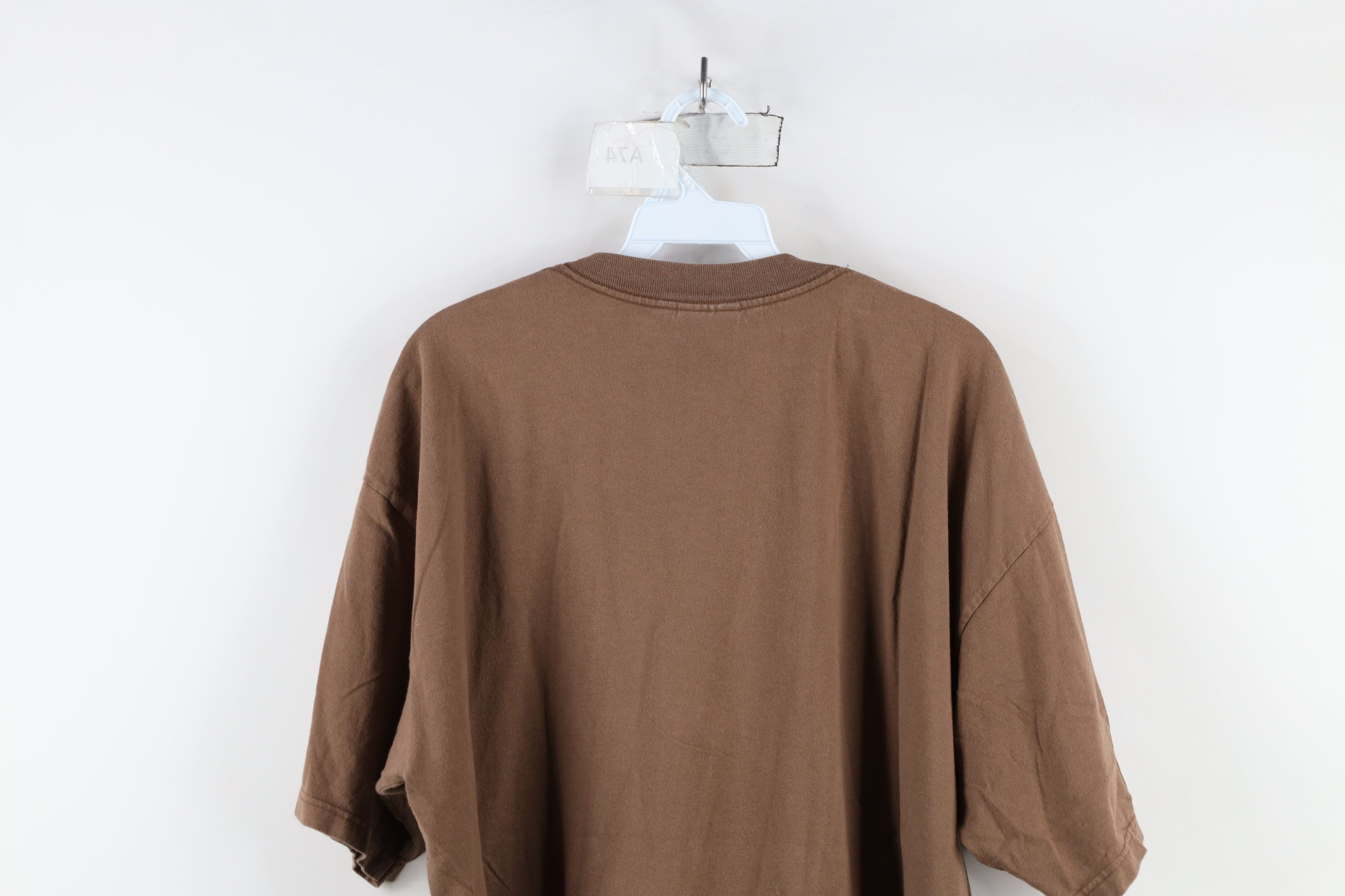 Vintage Vintage 90s Streetwear Heavyweight Cotton T-Shirt Brown Size US XL / EU 56 / 4 - 10 Thumbnail