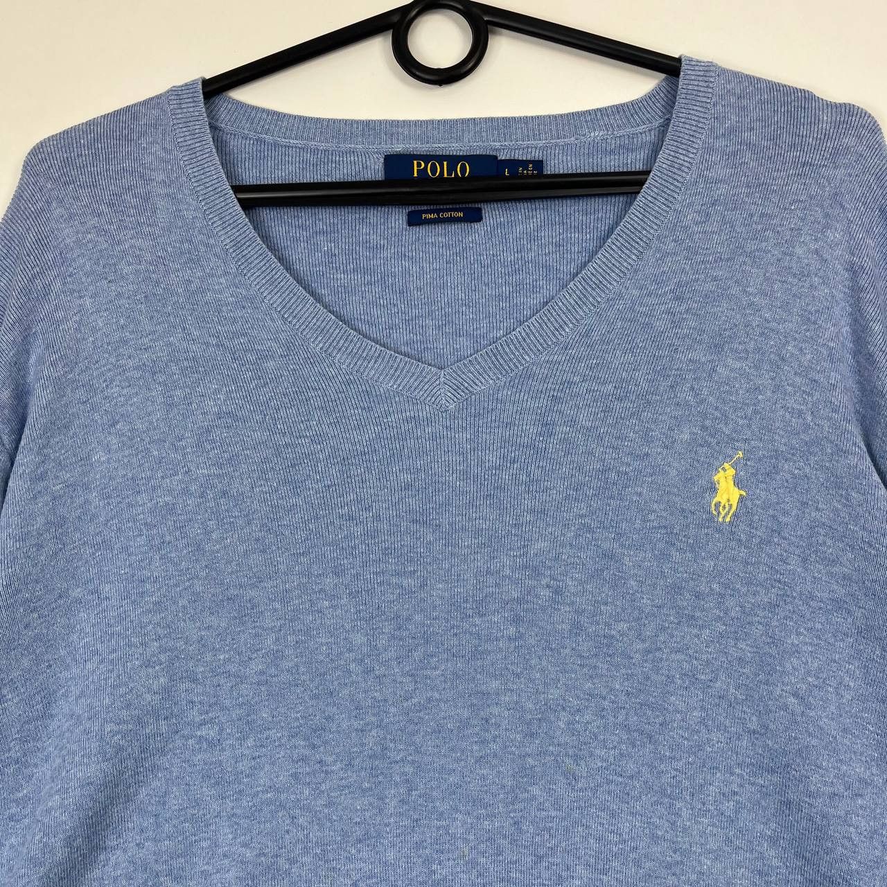 Polo Ralph Lauren Polo Ralph Lauren Pima Cotton V Neck Sweater Blue L Size US L / EU 52-54 / 3 - 2 Thumbnail