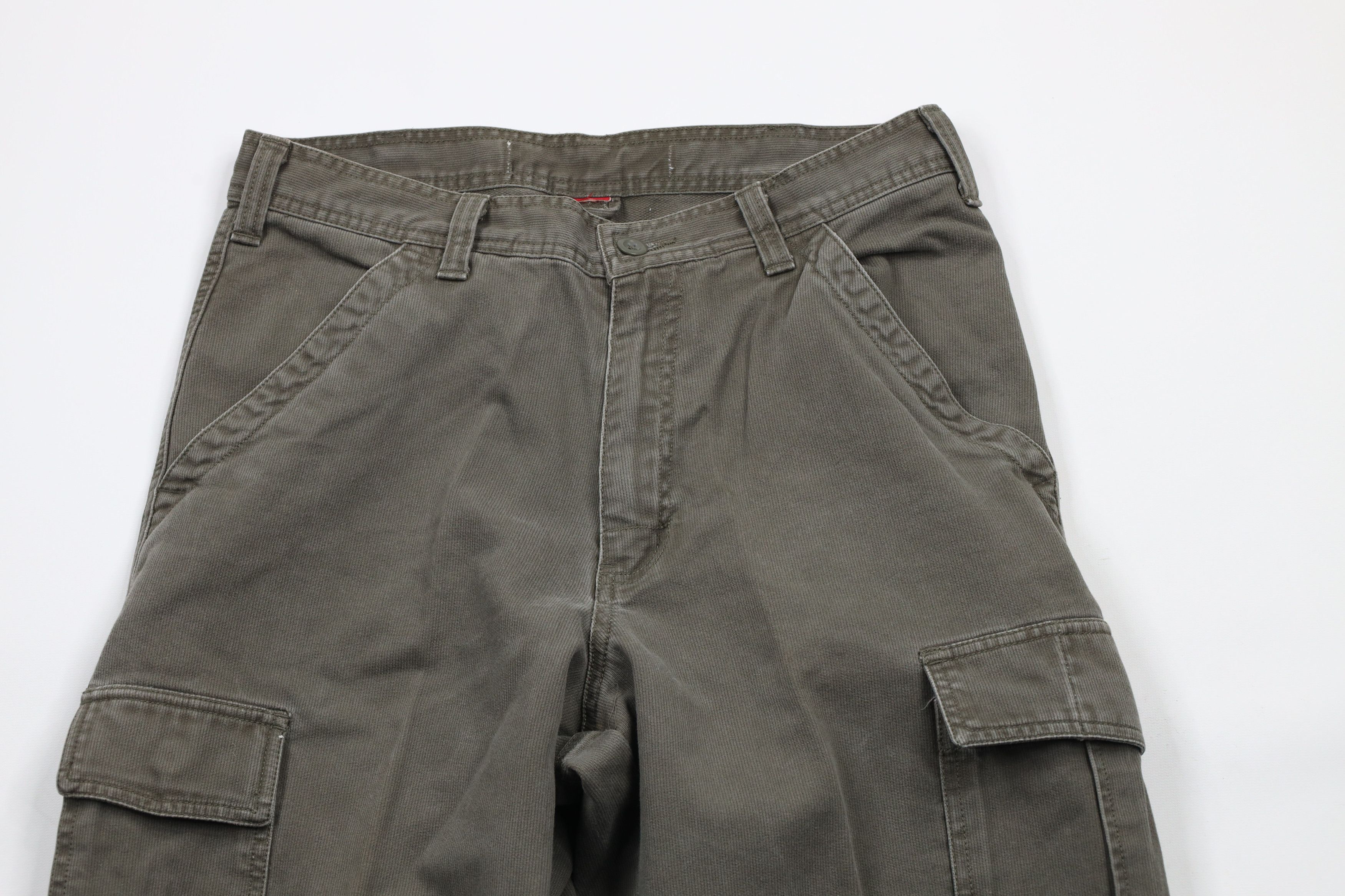 Vintage Vintage 90s Streetwear Heavyweight Ribbed Cargo Pants Green Size US 30 / EU 46 - 2 Thumbnail