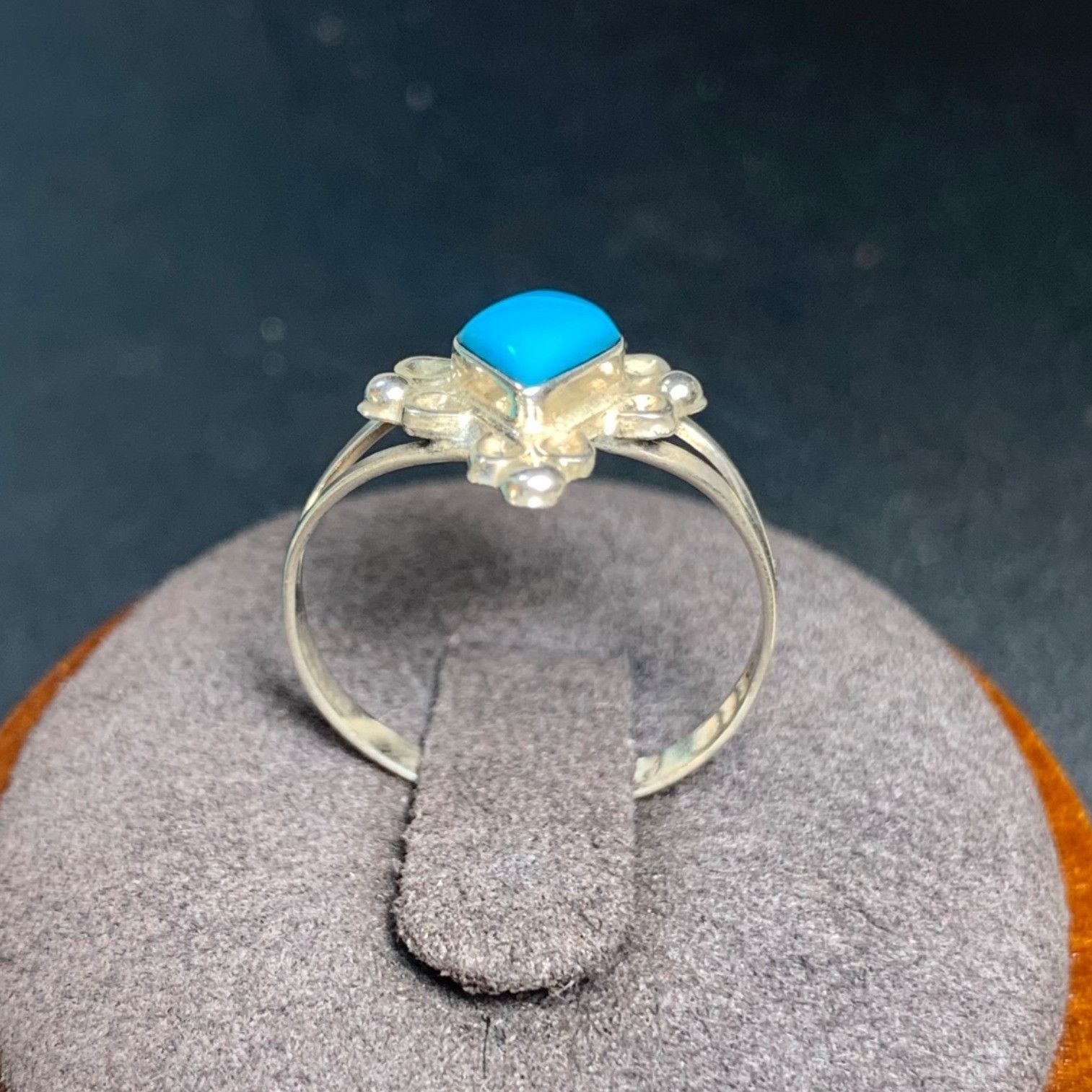 Vintage Solid Sterling Silver 925 Composite Turquoise Scroll Stateme Size ONE SIZE - 4 Thumbnail