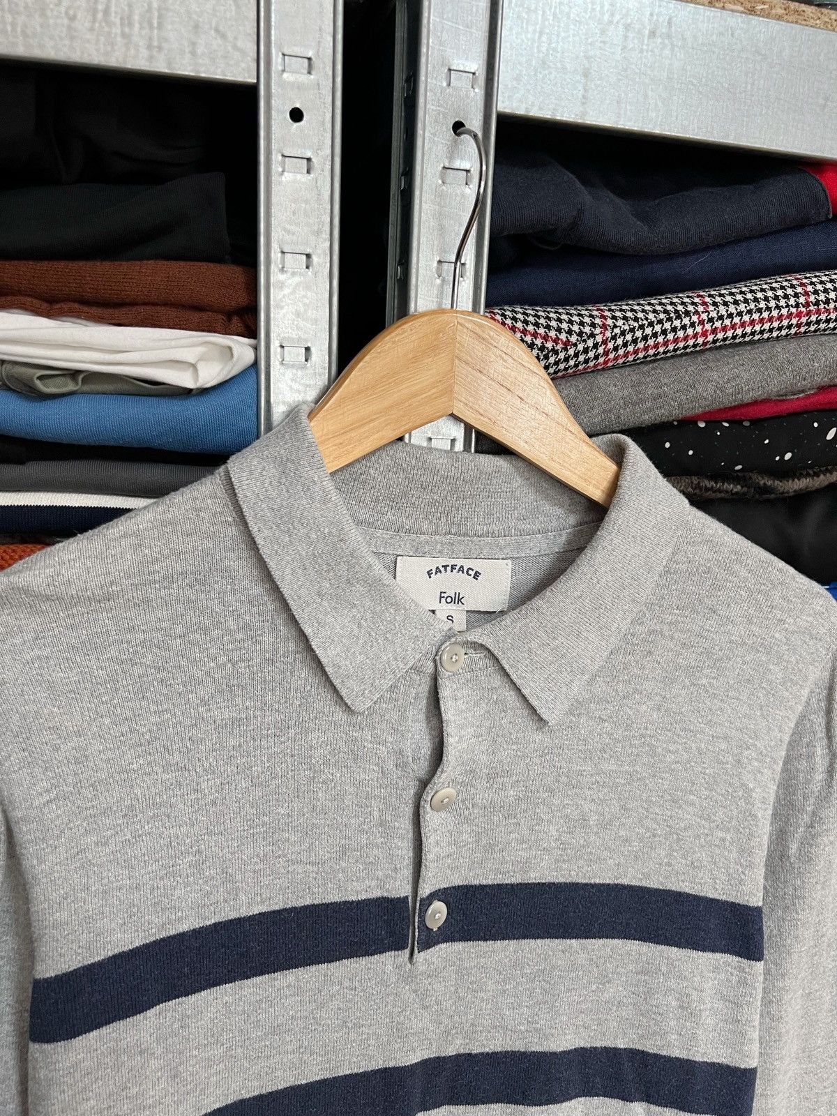 Folk Fat Face Folk Men’s Polo Long Sleeve Jumper Gray T-Shirt S Size US S / EU 44-46 / 1 - 3 Thumbnail