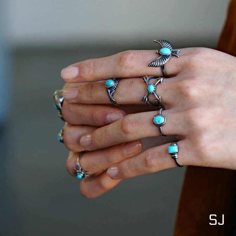 Other Eagle Emblem Turquoise Sterling Silver Ring – Handcrafted Na Size ONE SIZE - 3 Thumbnail