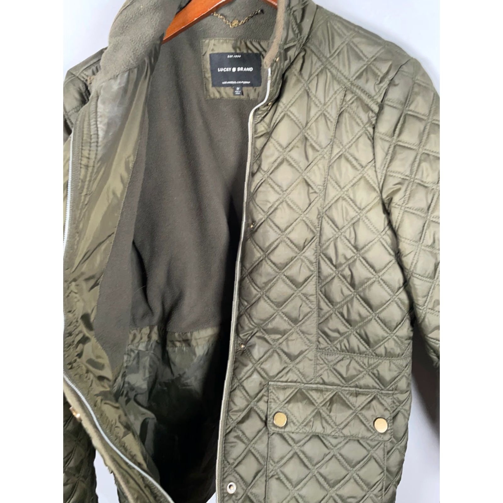 Lucky Brand Lucky Brand Bomber Jacket Women Adult Medium Army Green Quilted Full Zip Pockets 90s Army Style Size M / US 6-8 / IT 42-44 - 4 Thumbnail