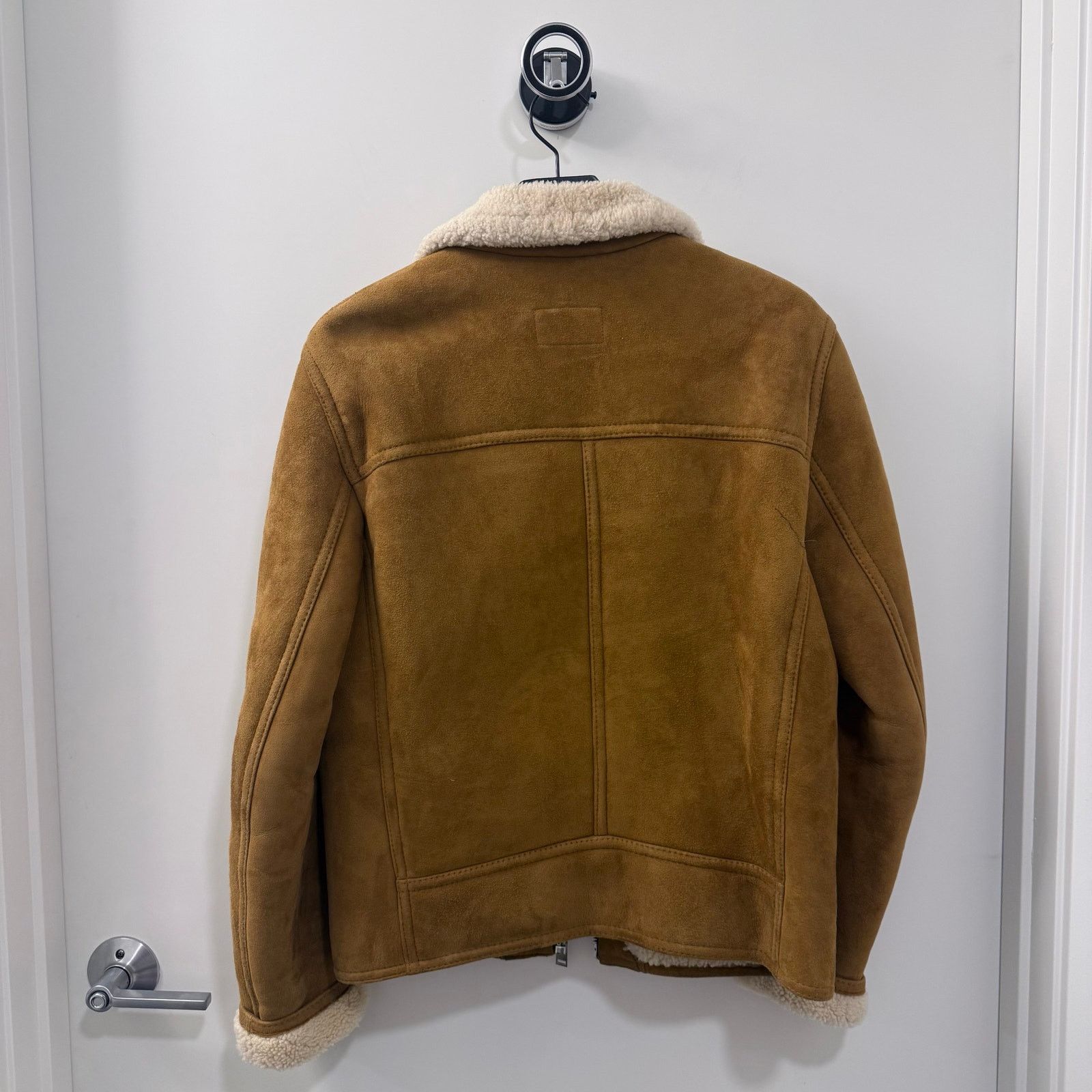 Sandro Sandro Brown Lamb Shearling Aviator Jacket Suede Leather Size US S / EU 44-46 / 1 - 2 Thumbnail