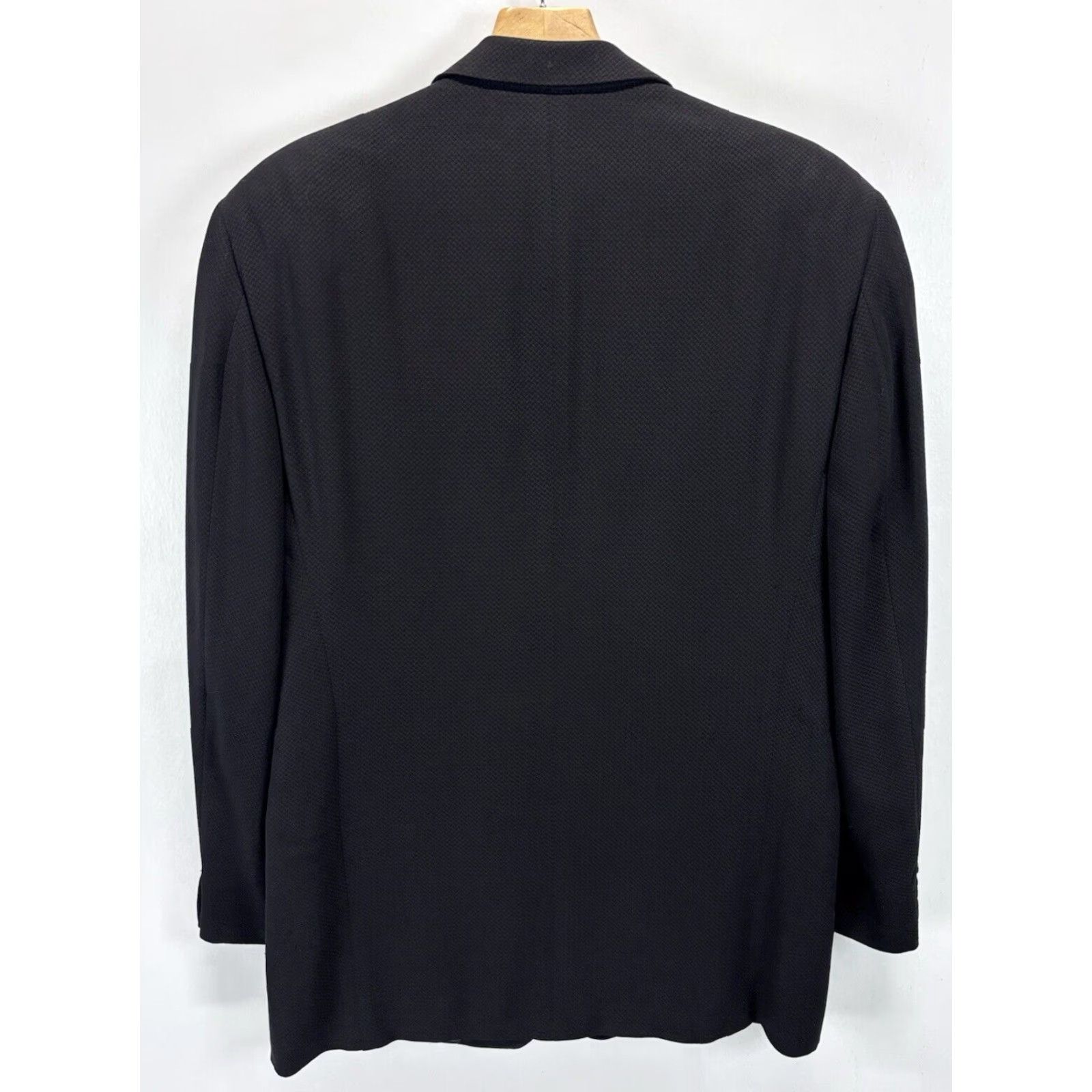Armani Armani Collezioni Blazer Jacket Men Black 40L Big & Tall Viscose Three-Button Made in Italy Coat / Suit Jacket Size 40L - 3 Thumbnail