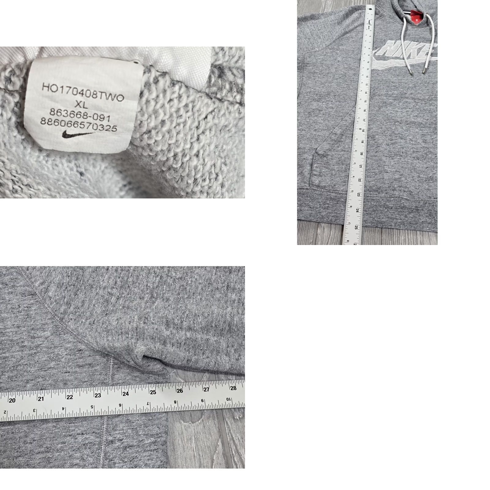Nike VINTAGE Nike Mens Hoodie Heather Grey Drawstring Embroidered Center Spell Out Logo Hoodie M Gray Nike Sportswear Men’s Pullover With Hood Pockets Size US M / EU 48-50 / 2 - 9 Thumbnail