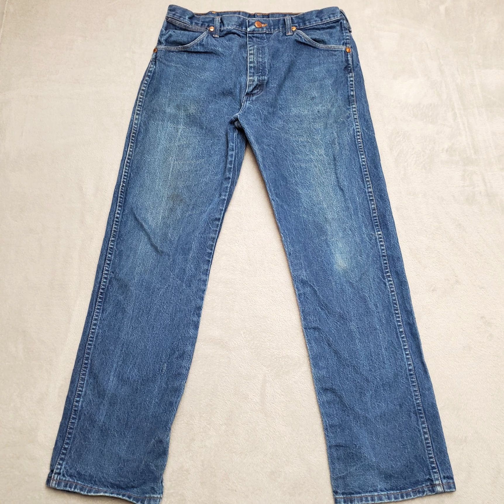 Wrangler VINTAGE Wrangler Jeans Mens 35x32 Blue Denim Cowboy Straight 100% Cotton 13MWZPW USA Cowboys Womens? Size US 35 - 2 Thumbnail