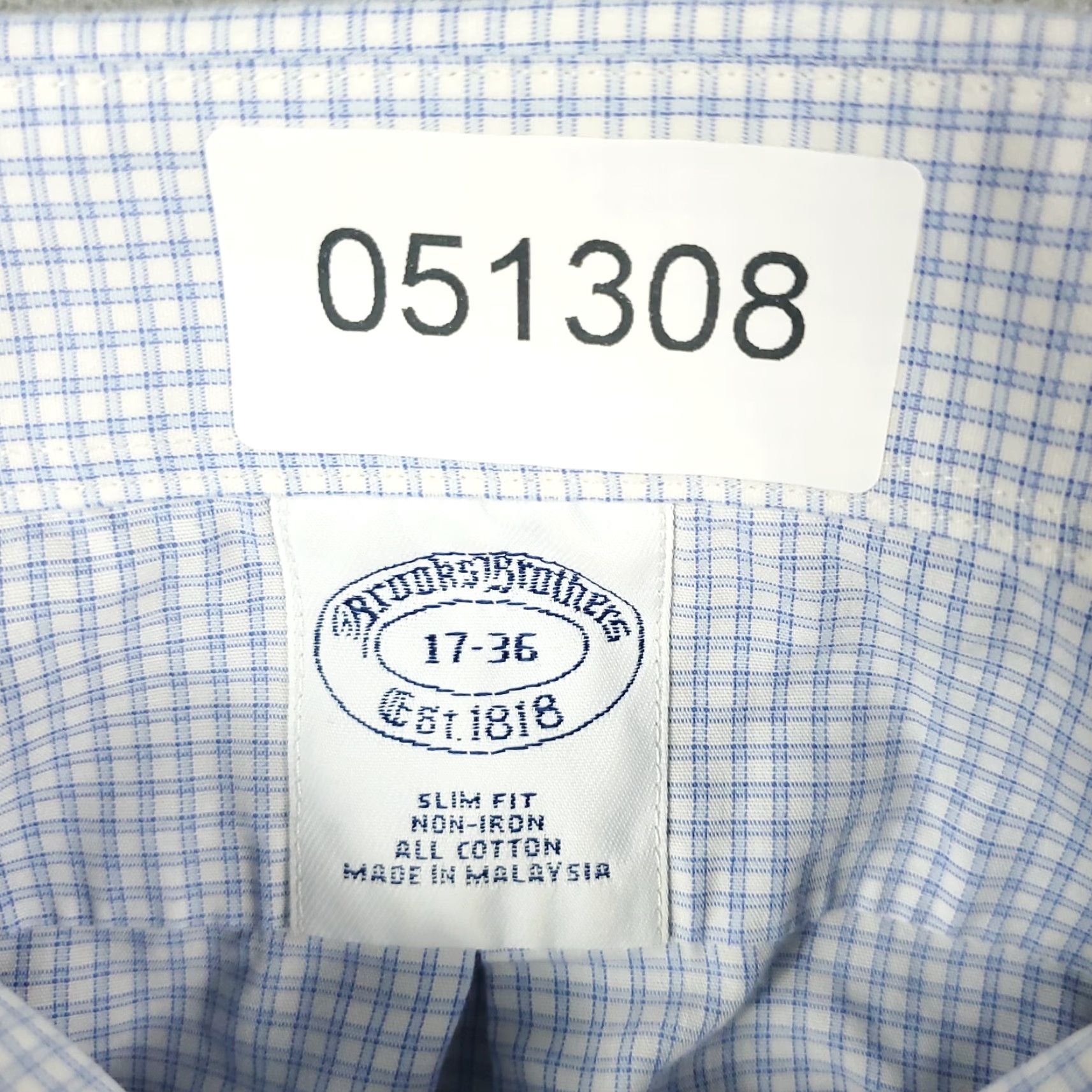 Brooks Brothers Brooks Brothers Dress Shirt Mens Size 17 Blue Plaid Long Sleeve Button Up Regular Fit Size 46R - 8 Thumbnail
