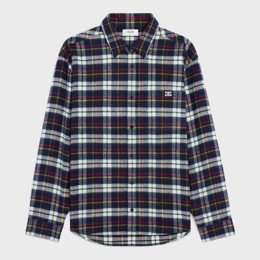 Celine o1d2blof0226 Checked Wool Shirt in Multicolor Size US L / EU 52-54 / 3 - 1 Thumbnail