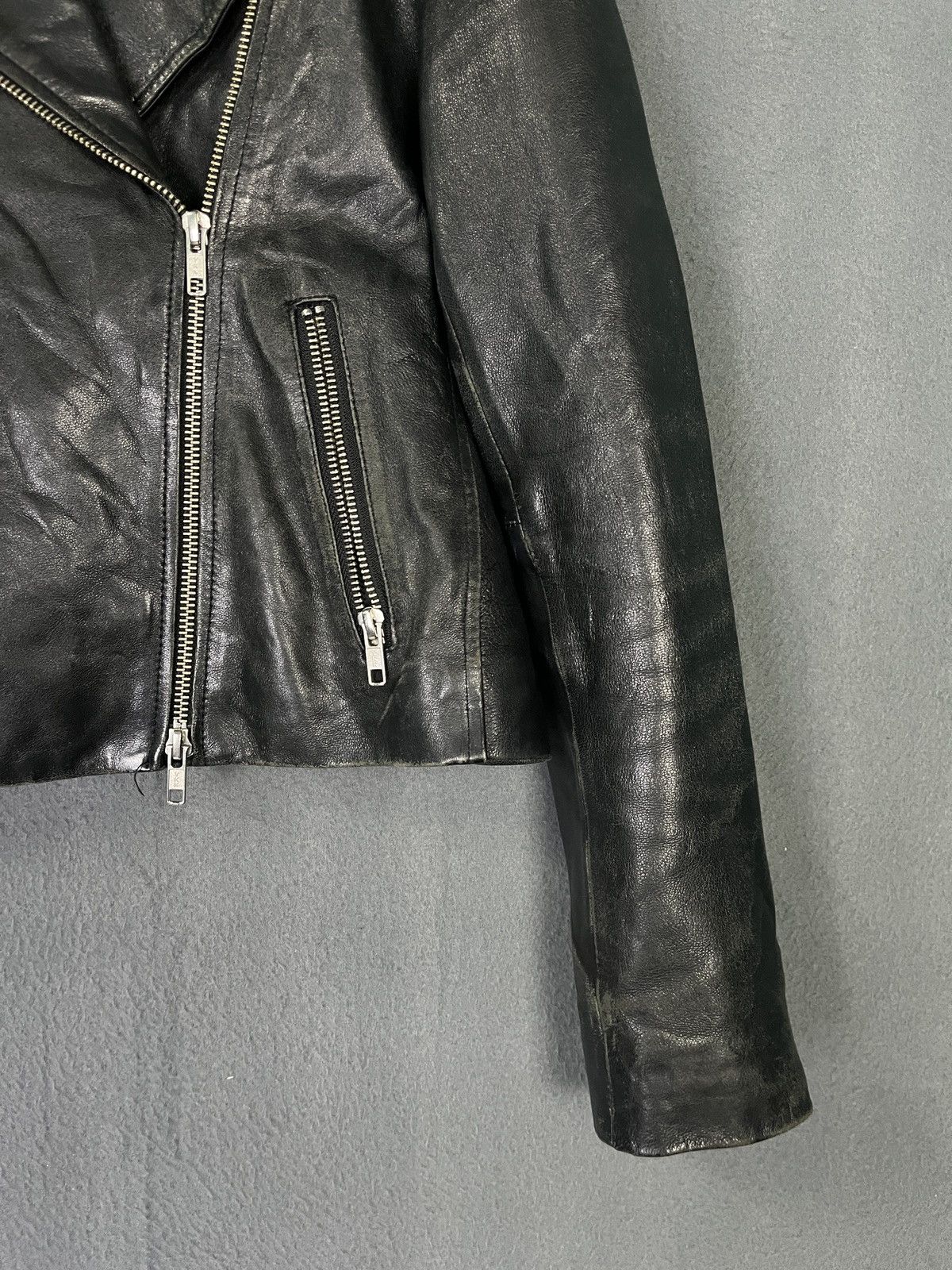 Genuine Leather × HARE × Japanese Brand Hare Lambskin Leather Cropped Bike Jacket Size S / US 4 / IT 40 - 5 Thumbnail