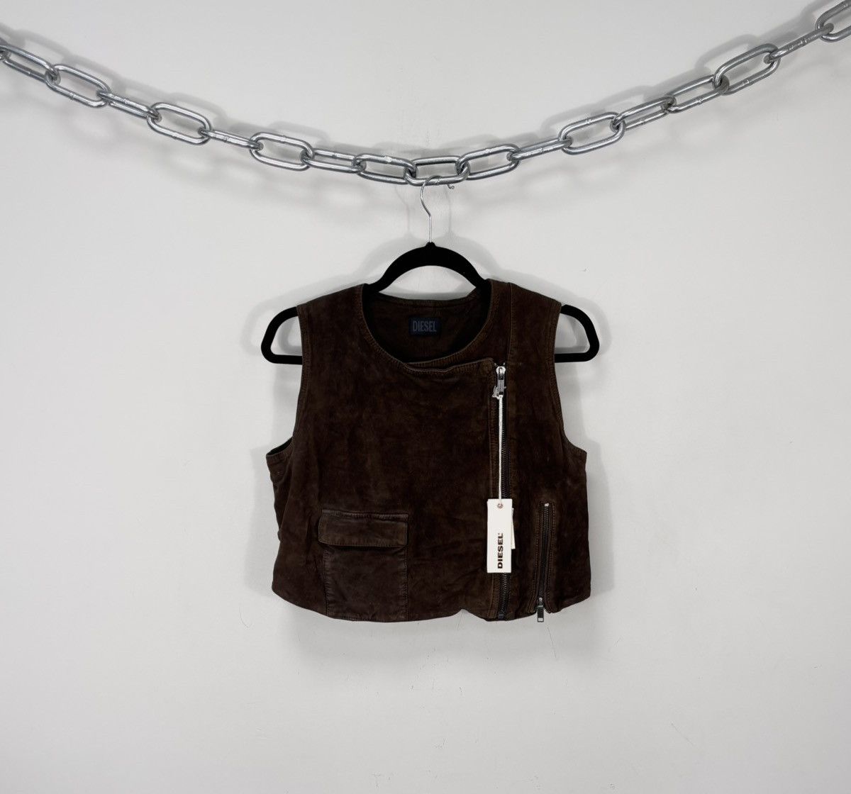 Diesel Diesel L-Zoe NWT Women’s Brown Suede Leather Vest Jacket Size L / US 10 / IT 46 - 1 Thumbnail