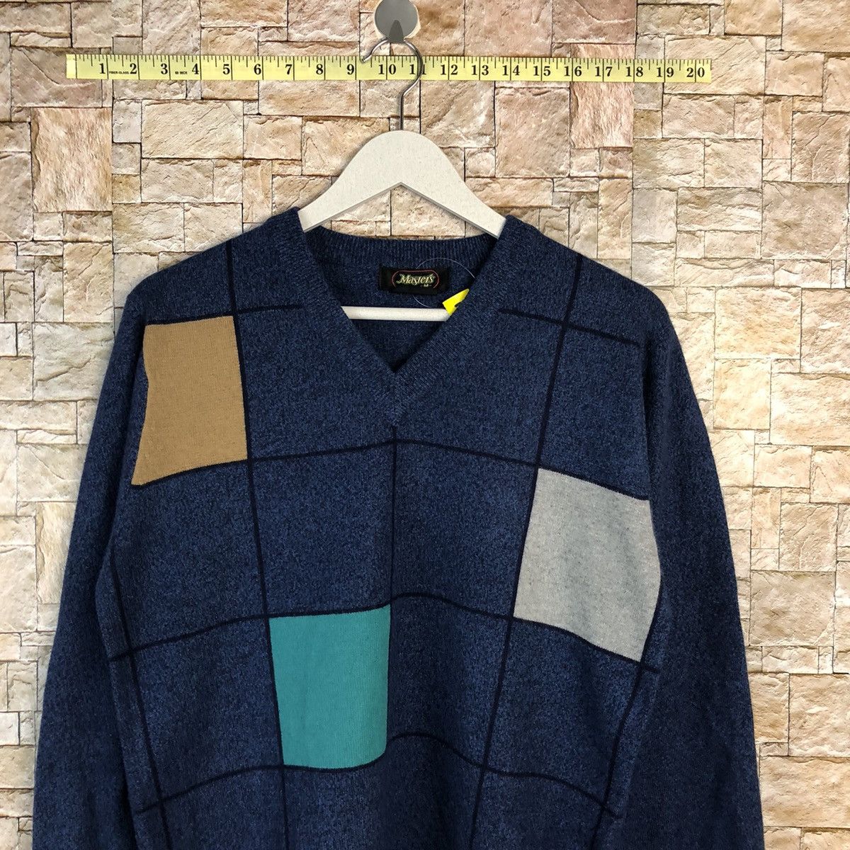 The Masters Masters japan Blue checkered sweatshirt Knitwear #A849 Size US M / EU 48-50 / 2 - 2 Thumbnail