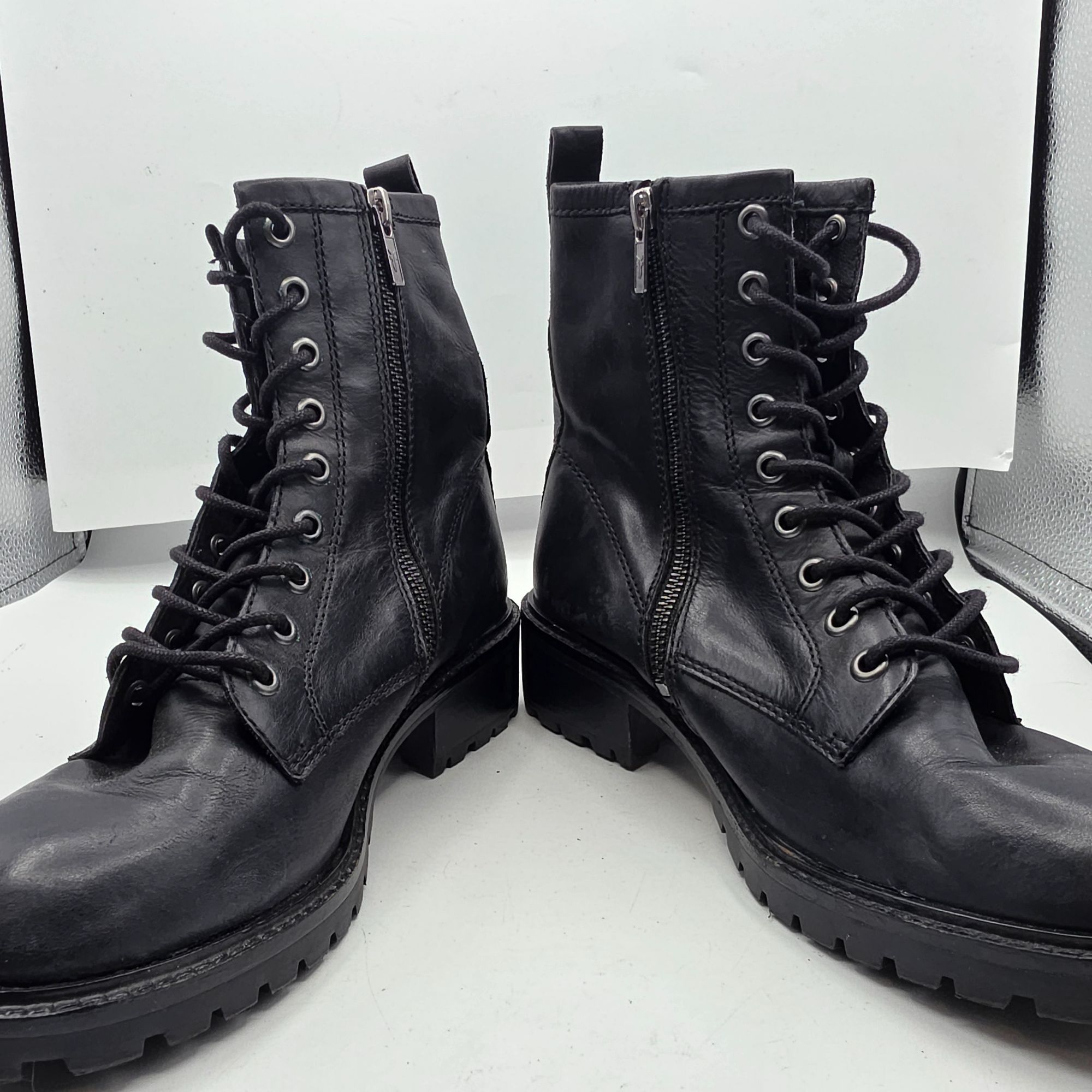 Frye Frye Foster Lace Up Combat Boots Womens Size 7 Black Party G Size US 7 / IT 37 - 2 Thumbnail
