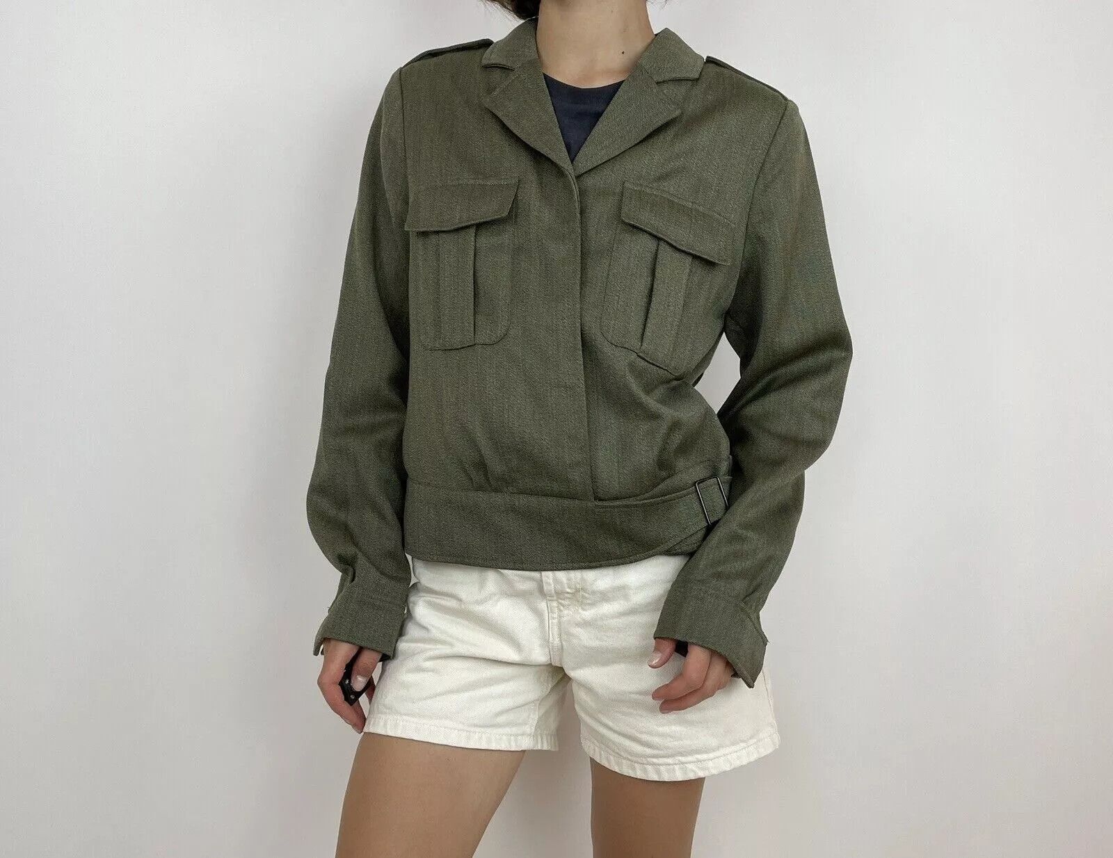 Vintage TOAST IN ARMY GREEN MILITARY WOOL BLAZER JACKET WOMENS Size L / US 10 / IT 46 - 1 Thumbnail