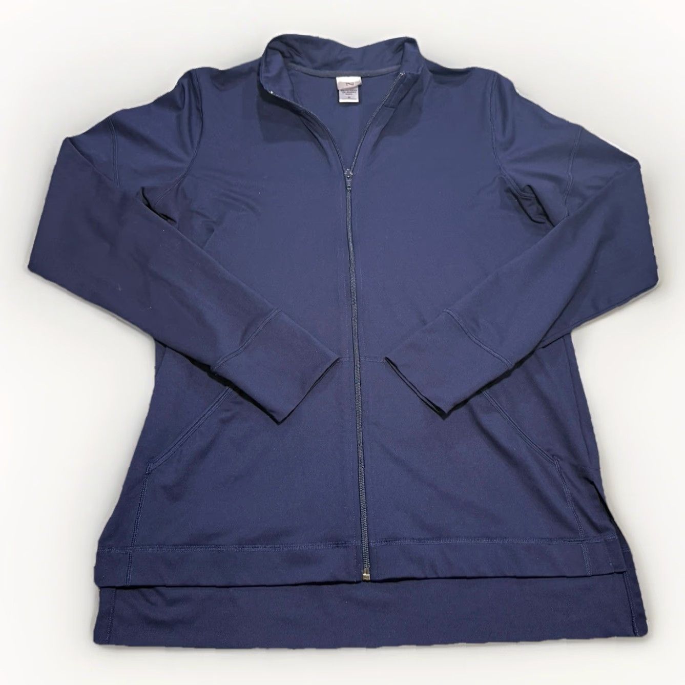 Vintage Natori Womens Soft Jersey Zip Front Lounge Jacket Midnight Navy Blue M Full Zip Hooded Lightweight Pockets Thumb Holes Size M / US 6-8 / IT 42-44 - 2 Thumbnail