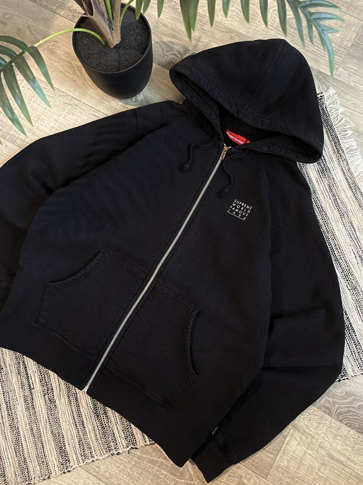 Supreme SUPREME World Famous Zip Up Black Hoodie ss18 week 2 Grailed