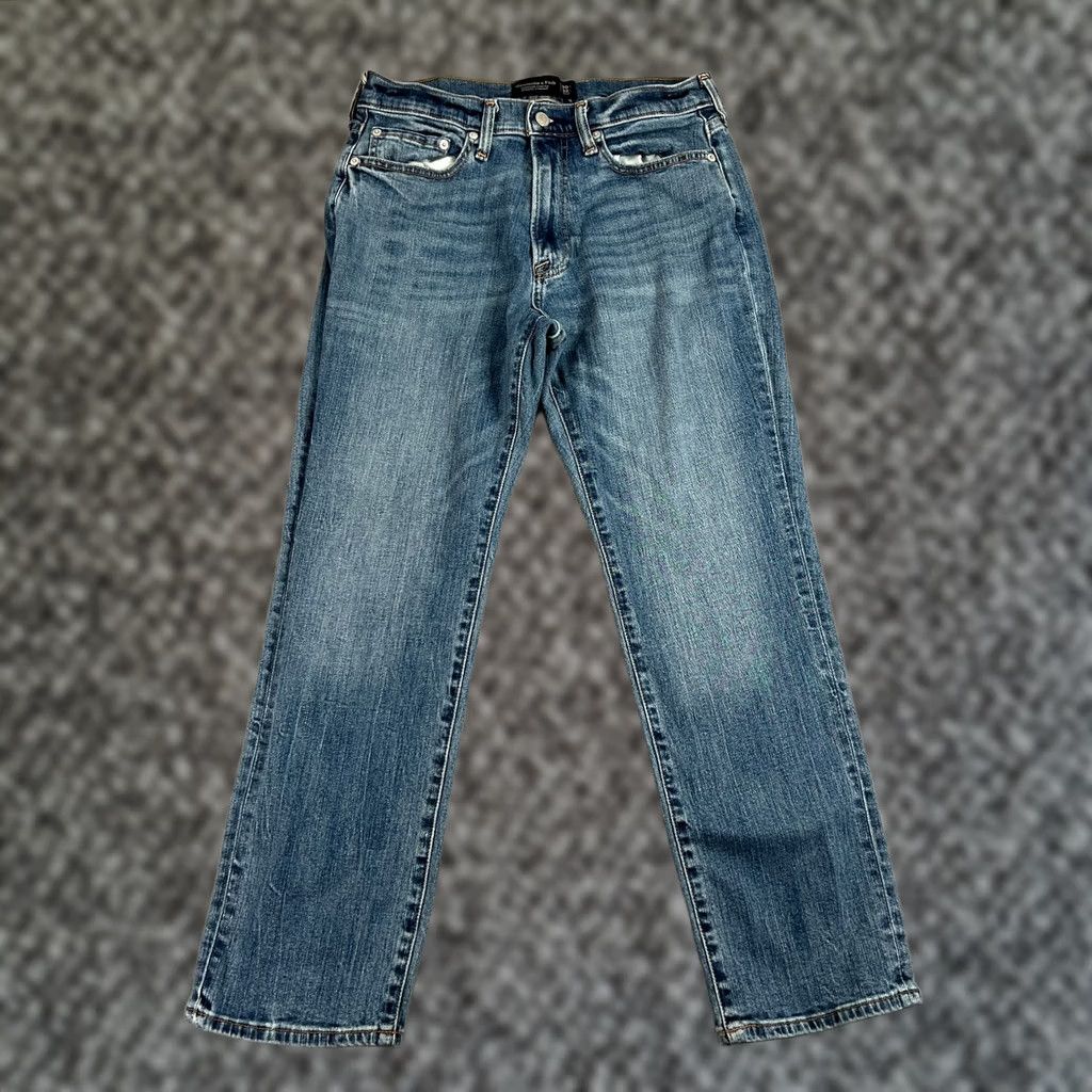 Abercrombie & Fitch Abercrombie & Fitch Jeans Athletic Straight Mens 32x28 Tag 30x30 Logo Stretch Denim Blue 5-Pocket Signature Stretch Modern Classic Mens Size US 30 / EU 46 - 1 Thumbnail