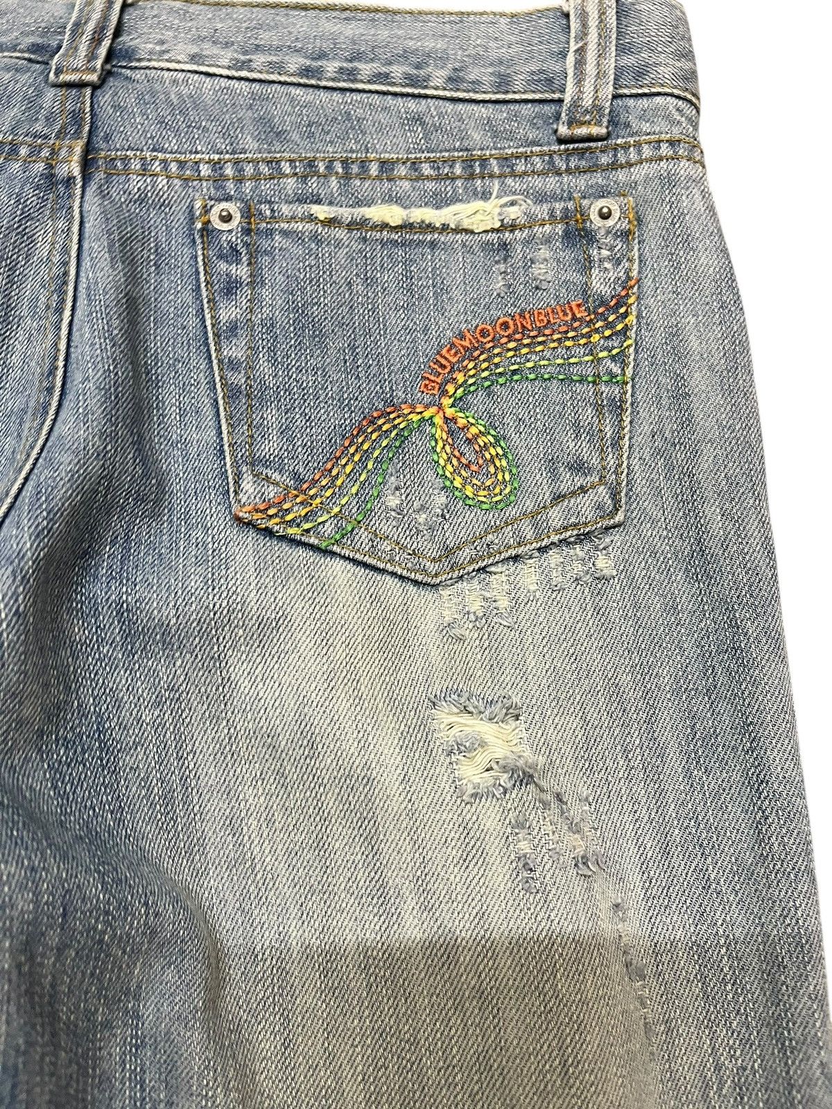 Japanese Brand Vintage Blue Moon Blue Faded Grunge Distressed Denim Size US 31 - 8 Thumbnail
