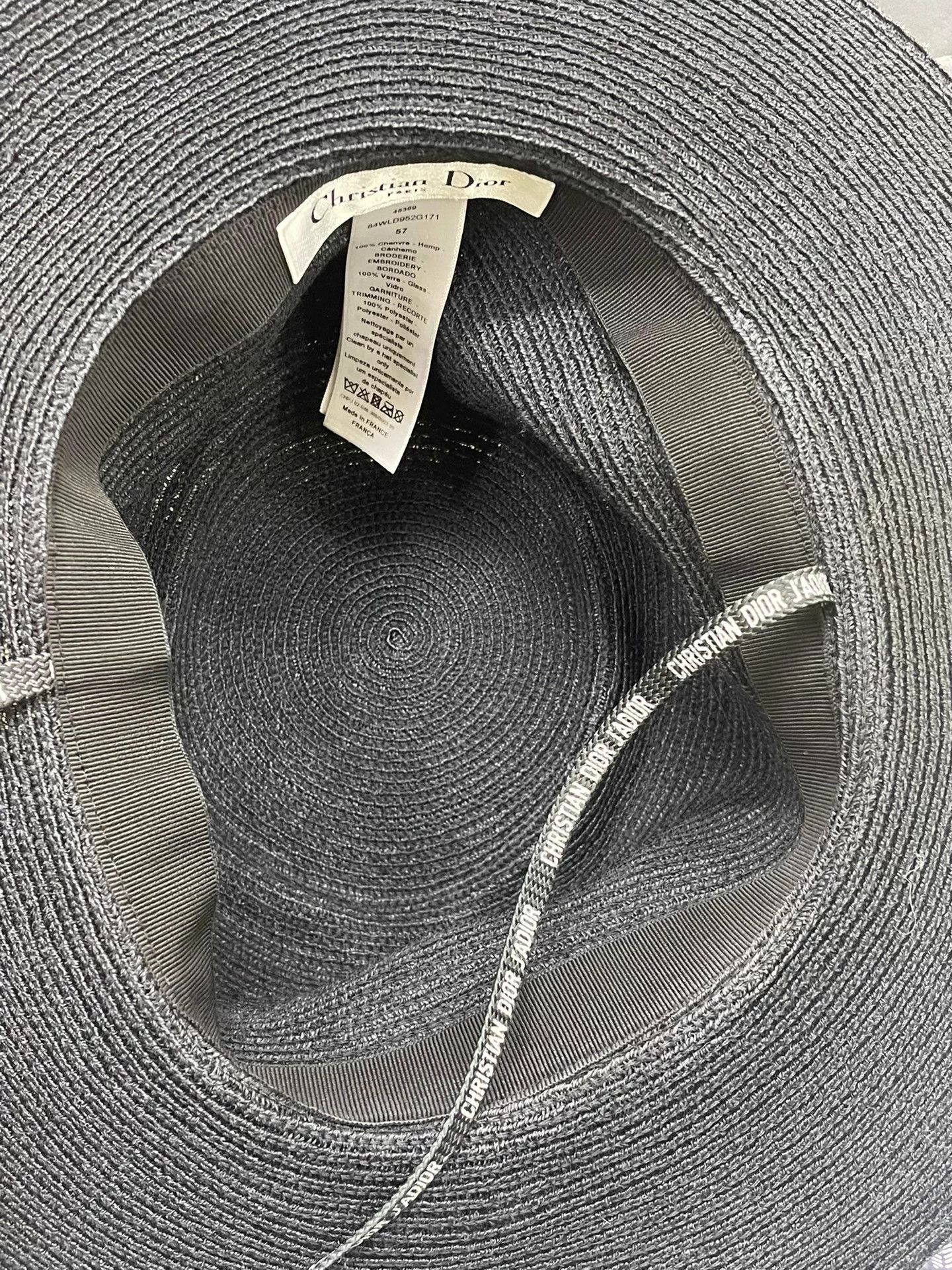 Dior Dior Black Stud Logo Straw Hat 57 New All Seasons Size ONE SIZE - 4 Thumbnail