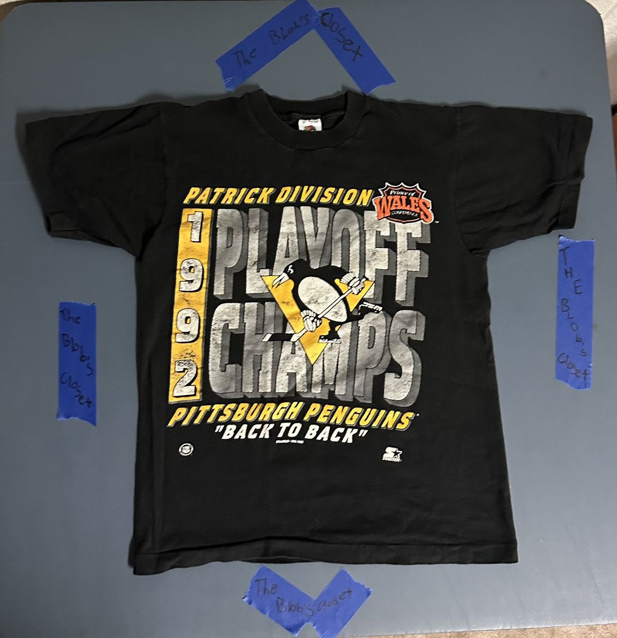 Fruit Of The Loom × NHL × Vintage 1992 Pittsburg Penguins Playoff Champions T Shirt Size US M / EU 48-50 / 2 - 5 Thumbnail