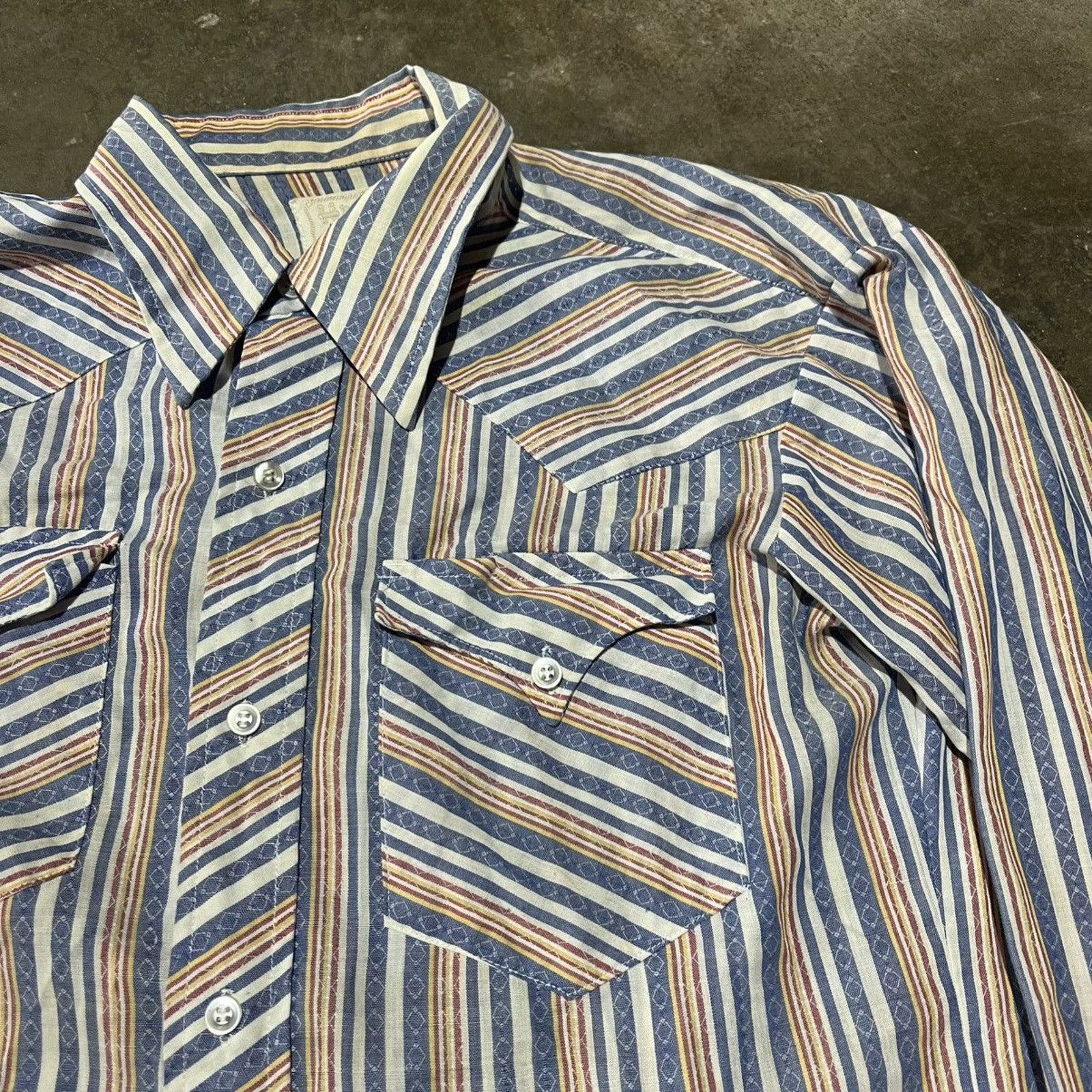 Vintage Vintage 60s H-Bar-C Blue Striped Western Button Up Shirt Size US M / EU 48-50 / 2 - 2 Thumbnail