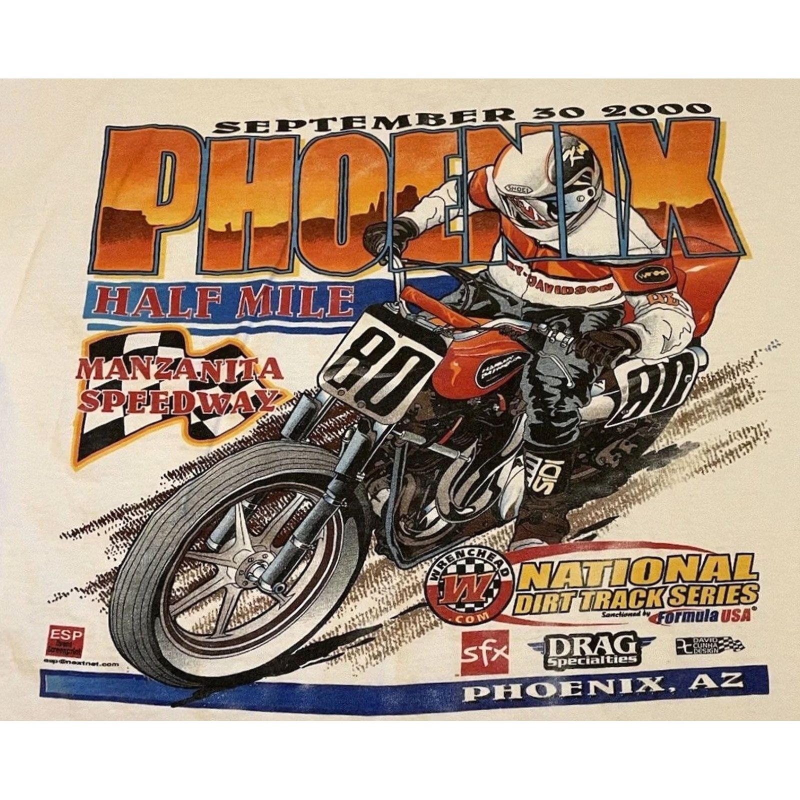 Harley Davidson VINTAGE Motocross Shirt M White Harley Davidson Distressed Boxy Phoenix Arizona Manzanita Speedway 90s Y2K Biker Grunge USA Rockabilly Size US M / EU 48-50 / 2 - 3 Thumbnail