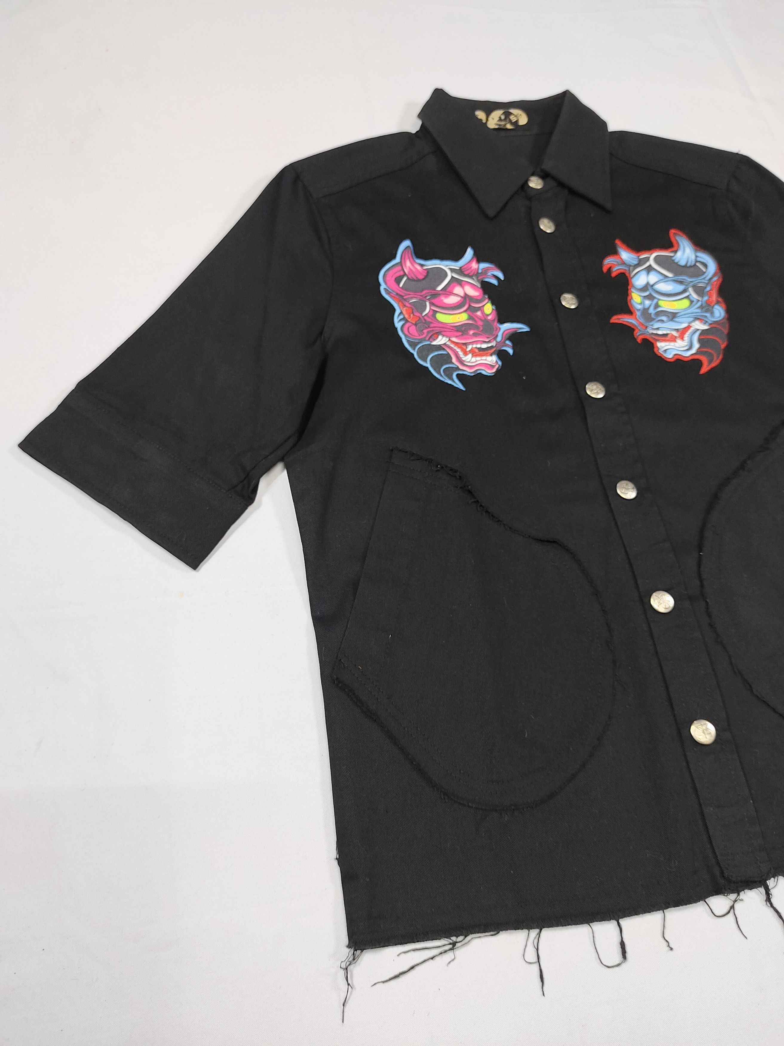 Seditionaries 00s Skullism Archive Japanese Geisha Oni Pacth Cropped Shirt Size US M / EU 48-50 / 2 - 5 Thumbnail