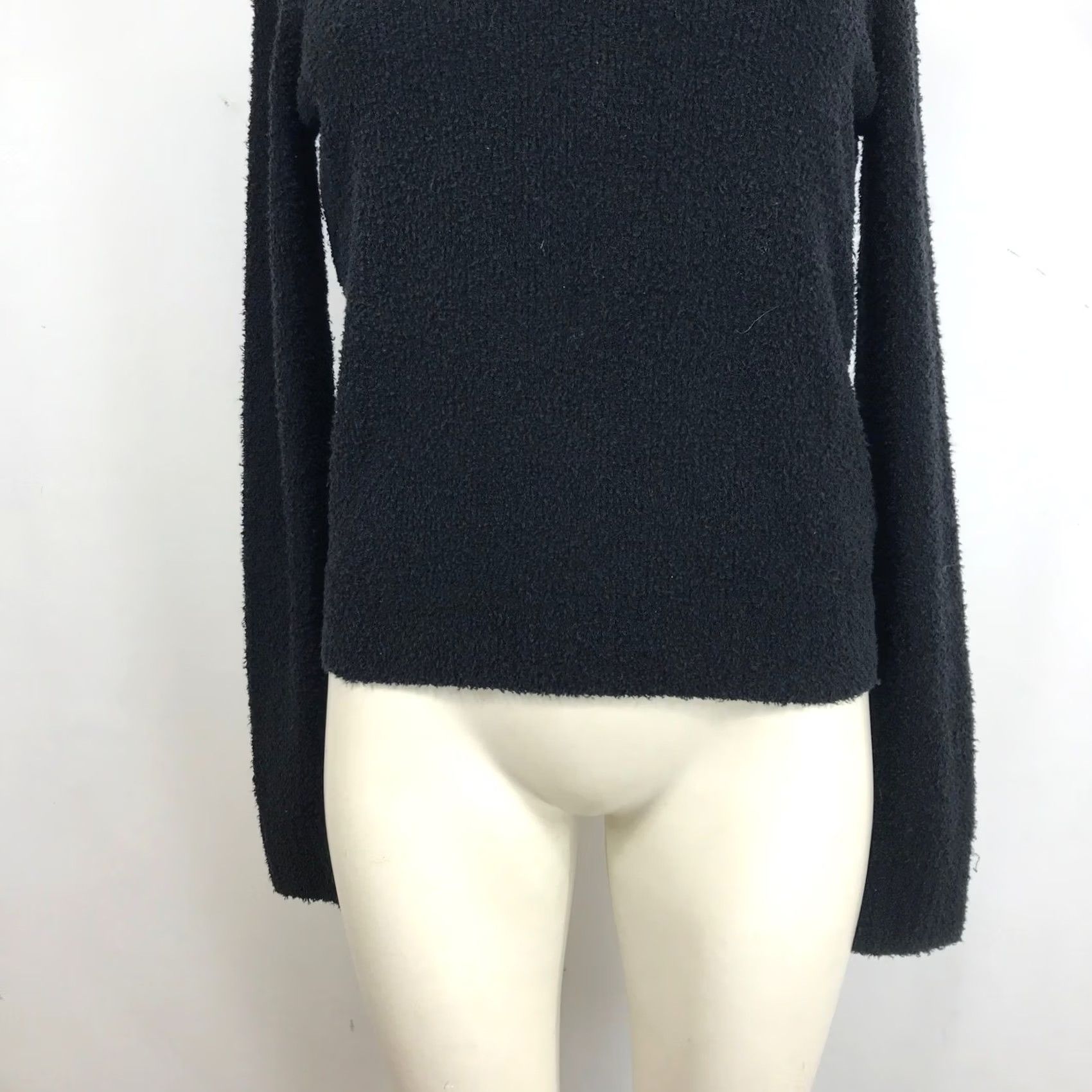 Vince Vince Black Boucle Cotton Blend Crew Neck Sweater XS Women Quiet Luxury Classic Size XS / US 0-2 / IT 36-38 - 3 Thumbnail