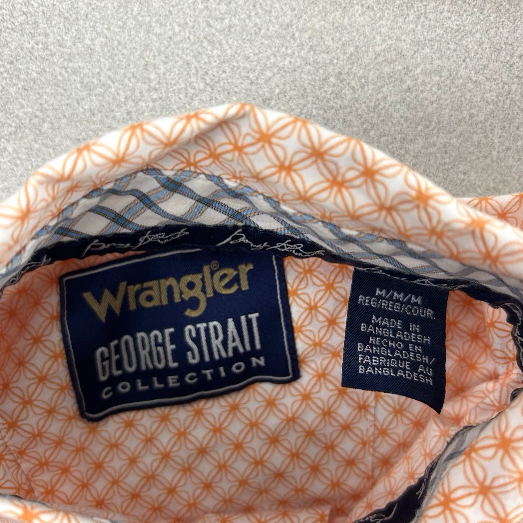Wrangler VINTAGE Wrangler George Strait Shirt Mens M Orange Geometric Button Long Sleeve Flaw Size US M / EU 48-50 / 2 - 5 Thumbnail