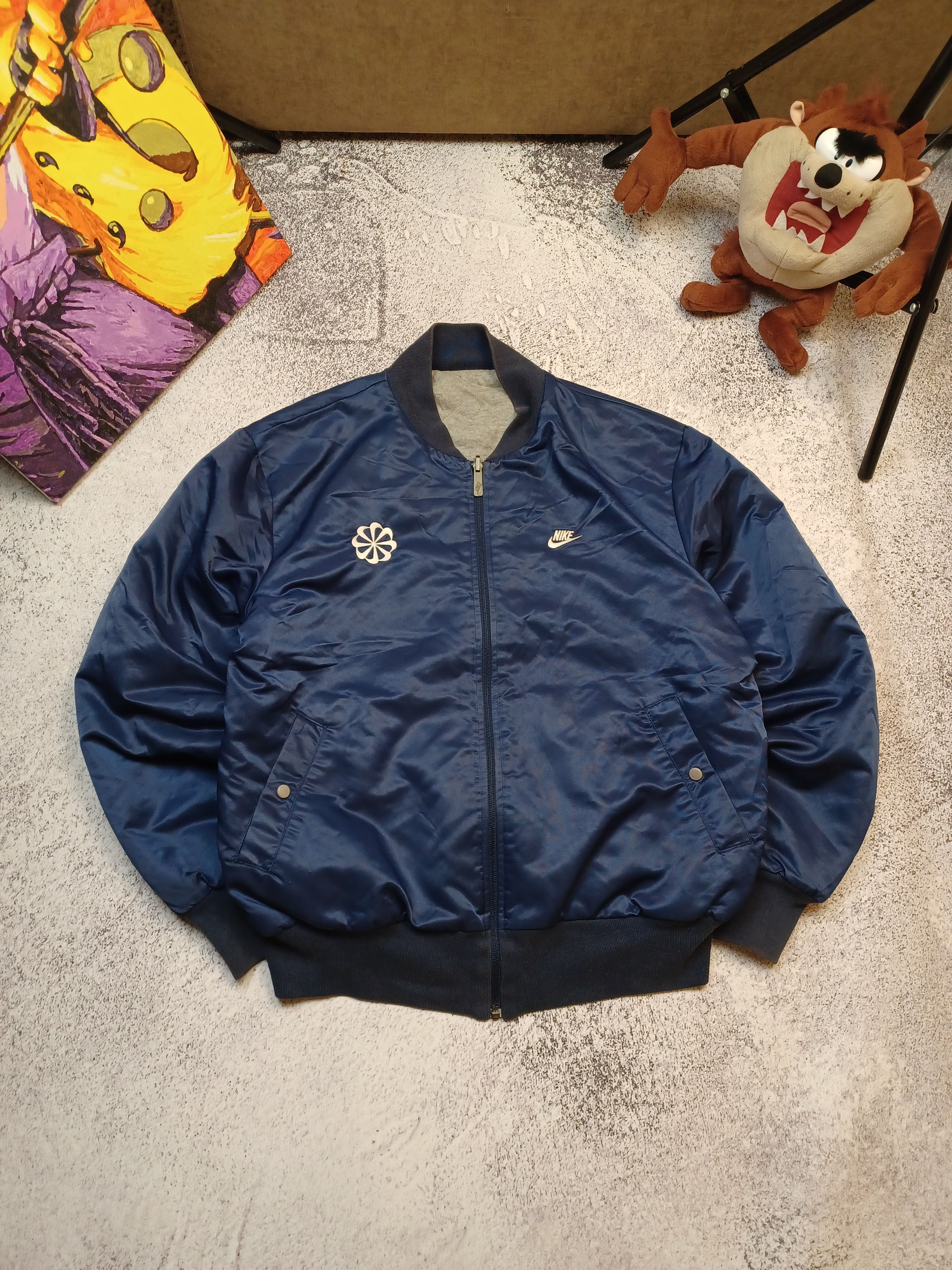 Nike × Vintage 00s Nike Retro Logo Reversible Vintage Y2K Oversized Bomber Size US M / EU 48-50 / 2 - 3 Thumbnail