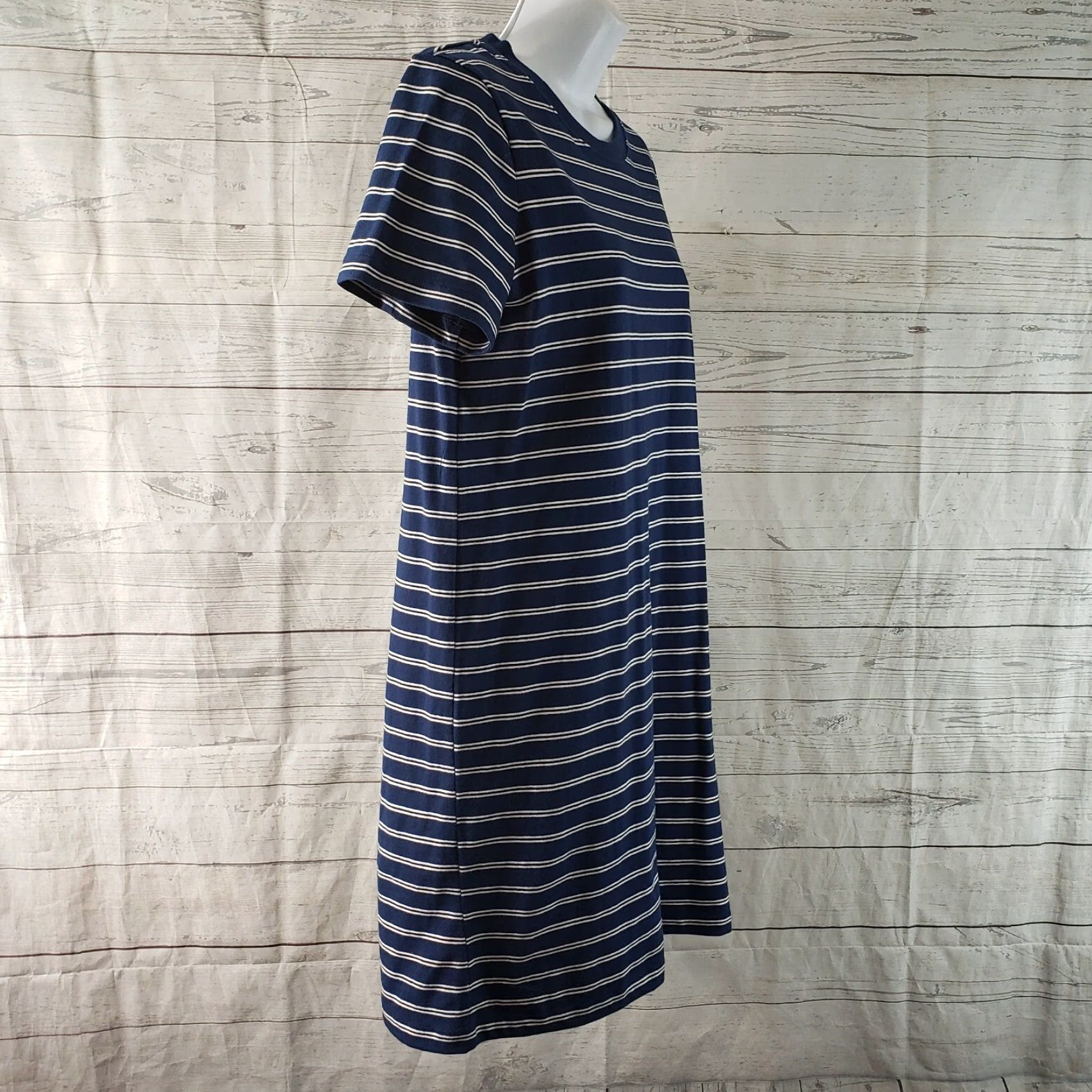 Madewell Madewell Womens Tee Dress in Epperson Stripe Sz Small Blue Short Sleeve Cotton Dress Size 28" / US 6 / IT 42 - 3 Thumbnail