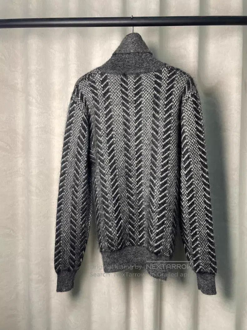 Saint Laurent Paris Saint Laurent Paris Black and White Herringbone Mohair Swe Size US XS / EU 42 / 0 - 2 Thumbnail