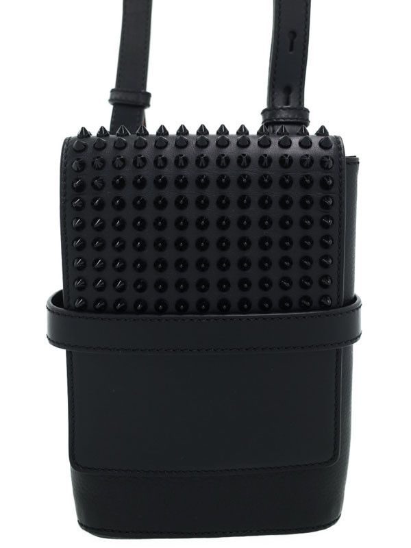 Christian Louboutin Benech Reporter Spike Shoulder Bag Black Red