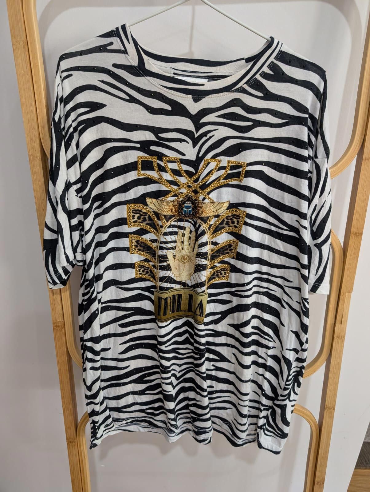 Cadillac Camilla Zebra Print Embellished Women's Top Size M Size M / US 6-8 / IT 42-44 - 1 Thumbnail