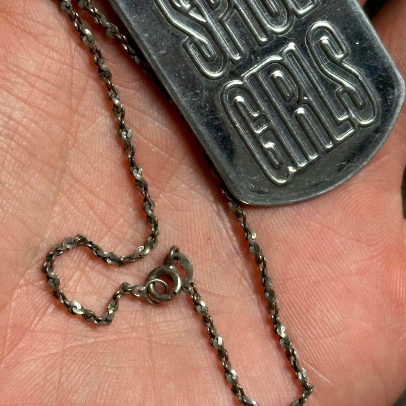 Vintage Vintage Y2K Spice Girls 925 Silver Dog Tag Pendant Necklace Size ONE SIZE - 4 Thumbnail