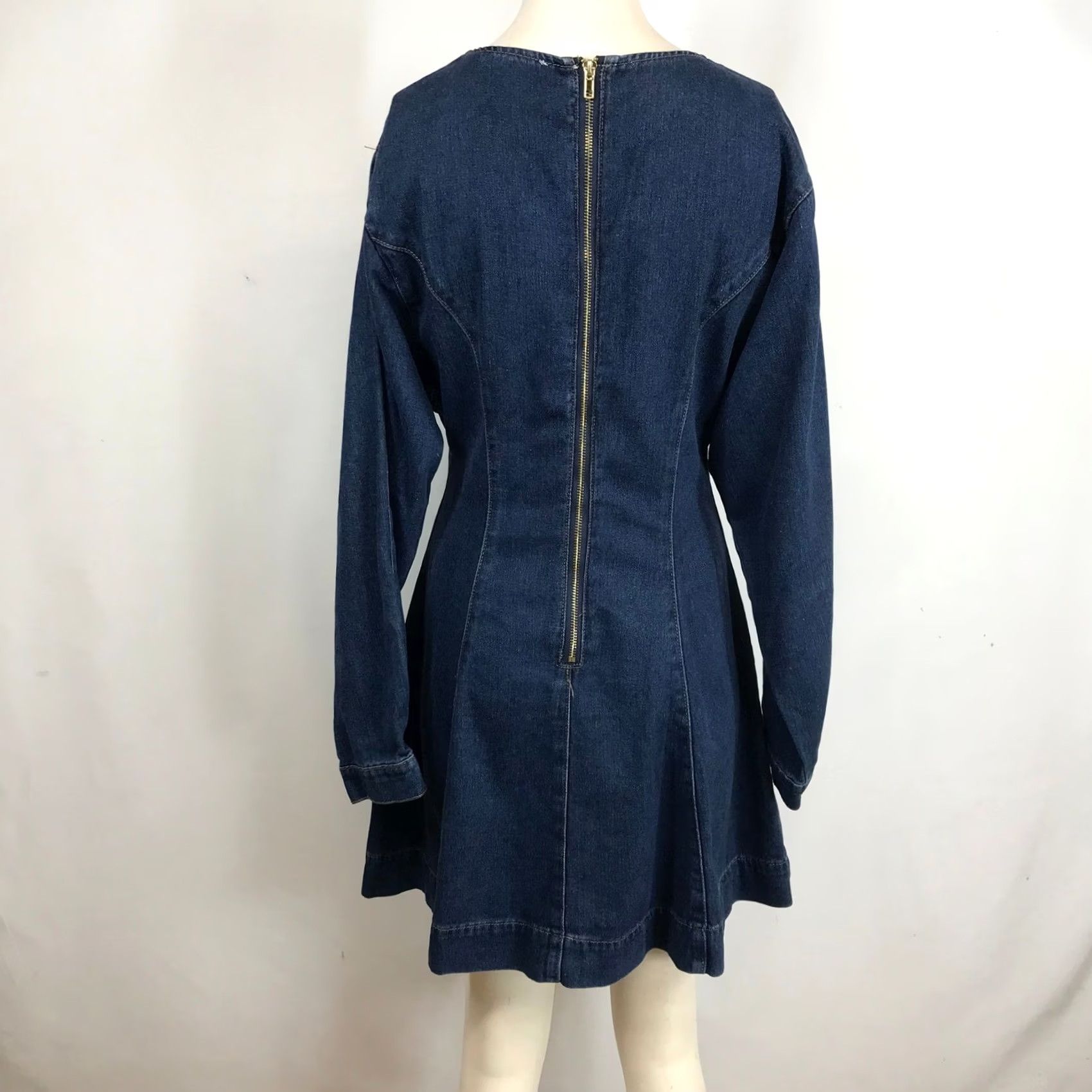 Vintage Lush Denim Mini Dress Fit & Flare Long Sleeve Blue Sz M Size M / US 6-8 / IT 42-44 - 5 Thumbnail