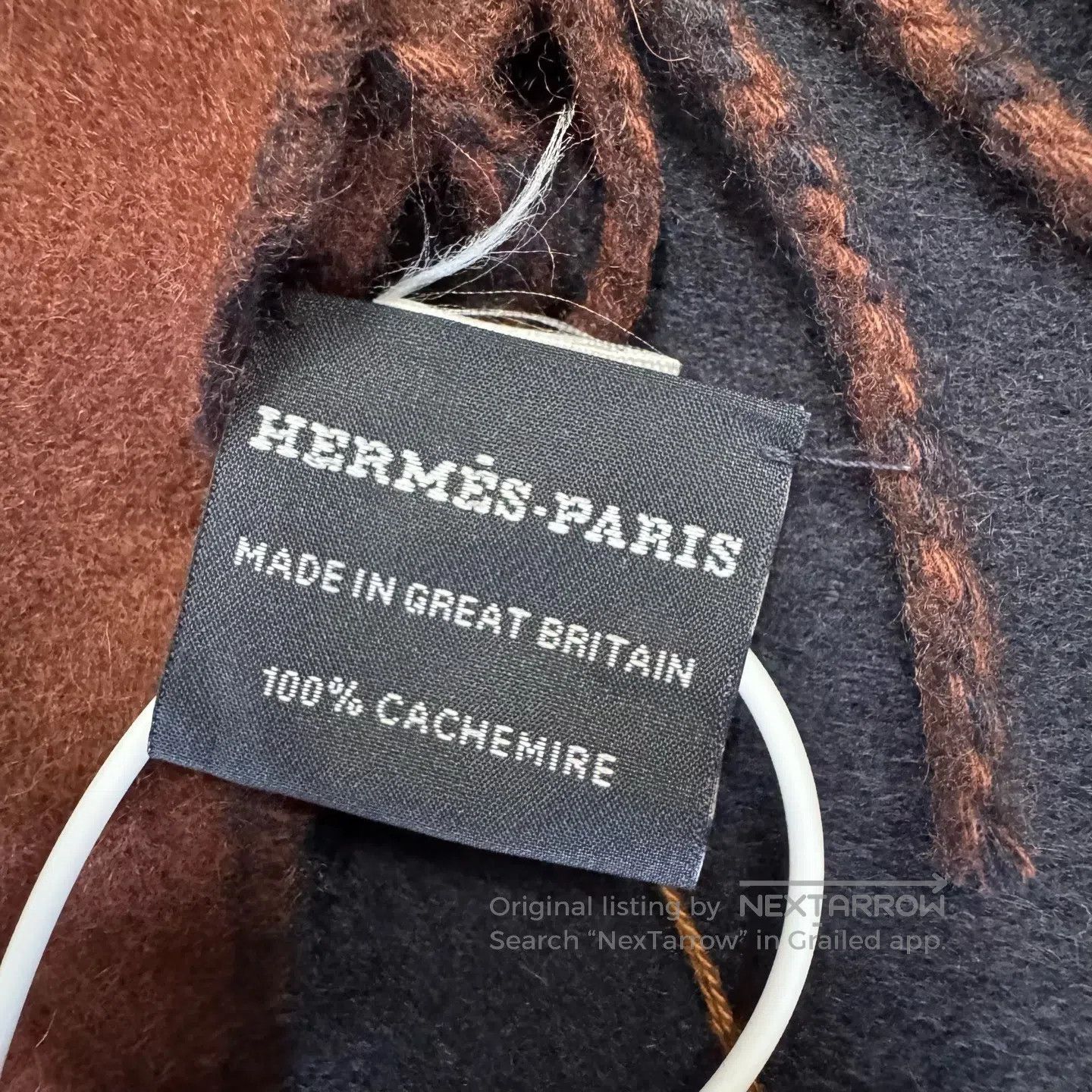 Hermes Hermes Brown-black double-sided cashmere scarf| Size ONE SIZE - 5 Thumbnail
