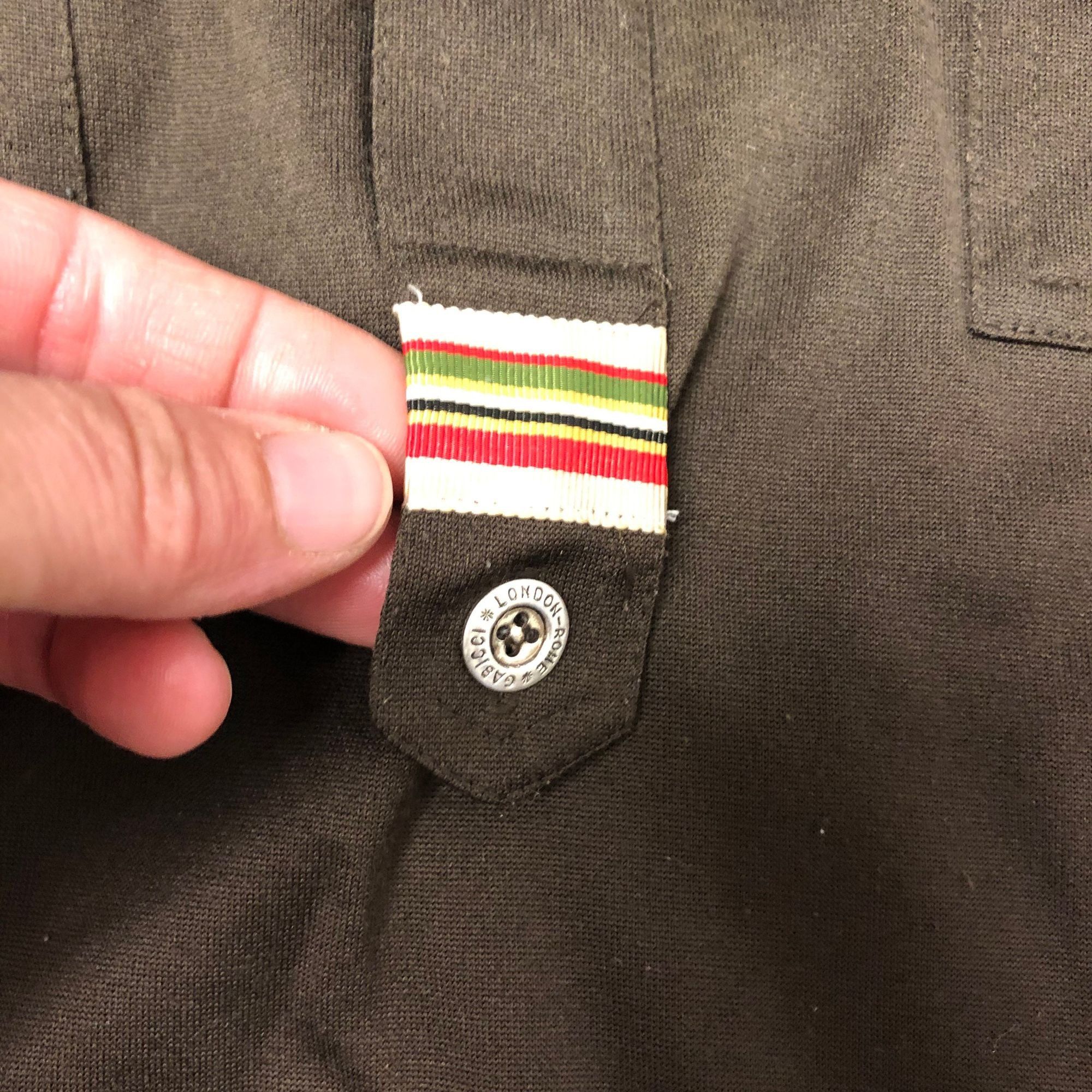 Gabicci Vtg Gabicci Brown Military Trim RETRO Polo Preppy Shirt Size US M / EU 48-50 / 2 - 2 Thumbnail