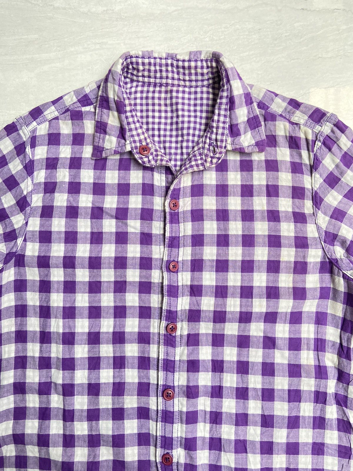 Japanese Brand × Neighborhood × izzue IZZUE Purple Plaid Shirt Size US S / EU 44-46 / 1 - 8 Thumbnail