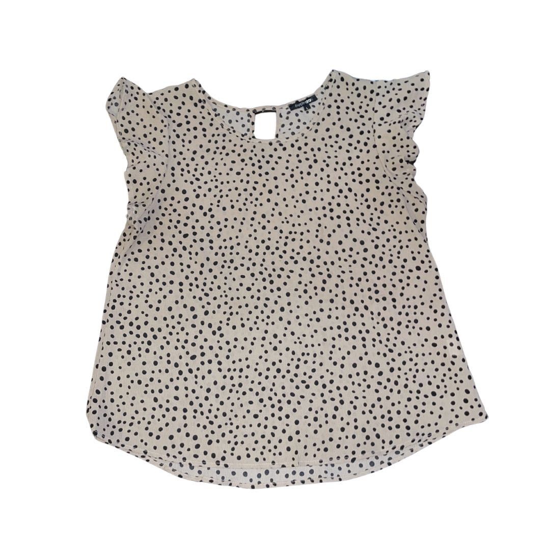 Other Papermoon Tan and Black Polka Dot Blouse Flutter Sleeves Size L / US 10 / IT 46 - 2 Thumbnail